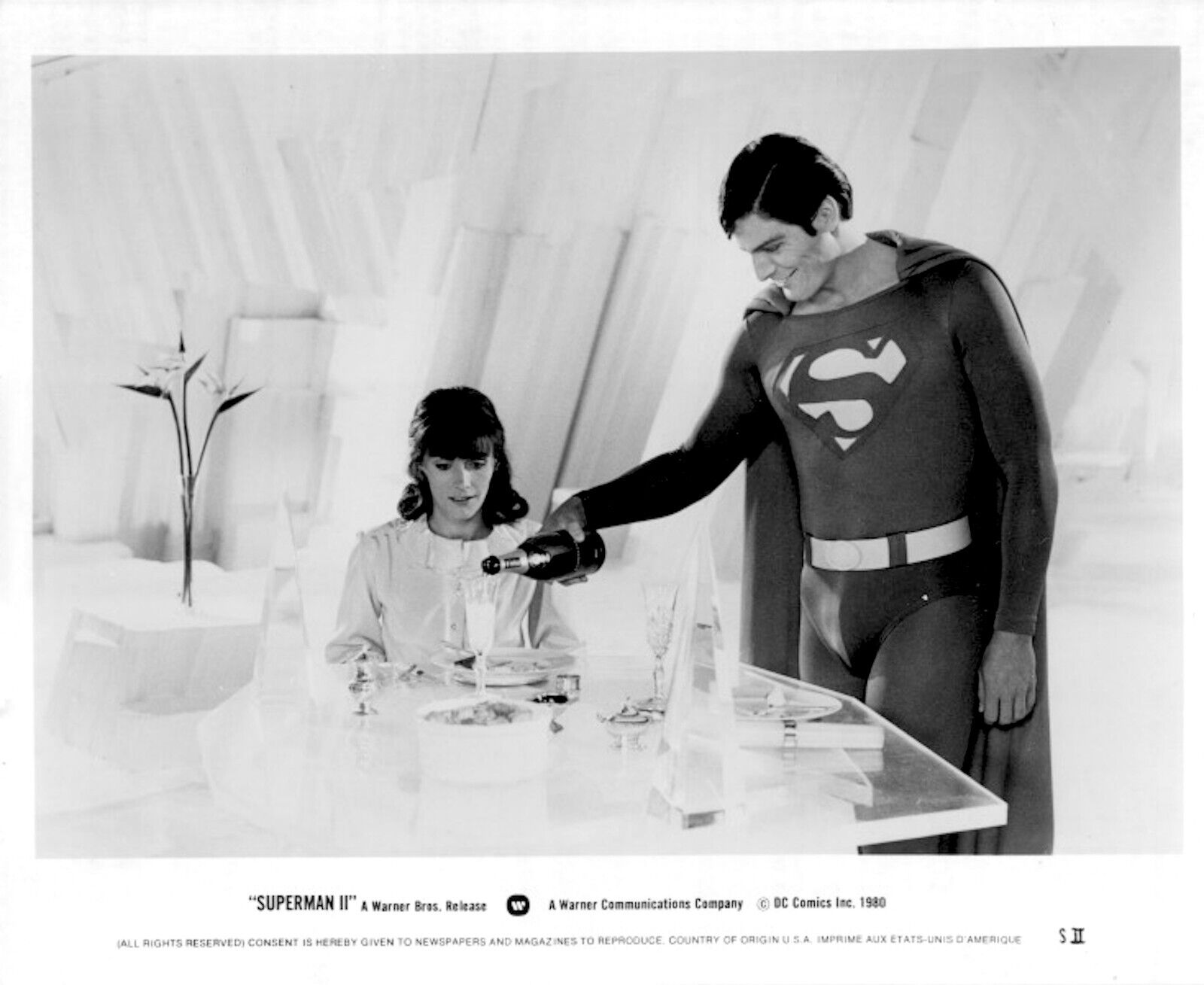 1981’s SUPERMAN II Supie & Lois Fortress of Solitude dinner original b/w 8x10