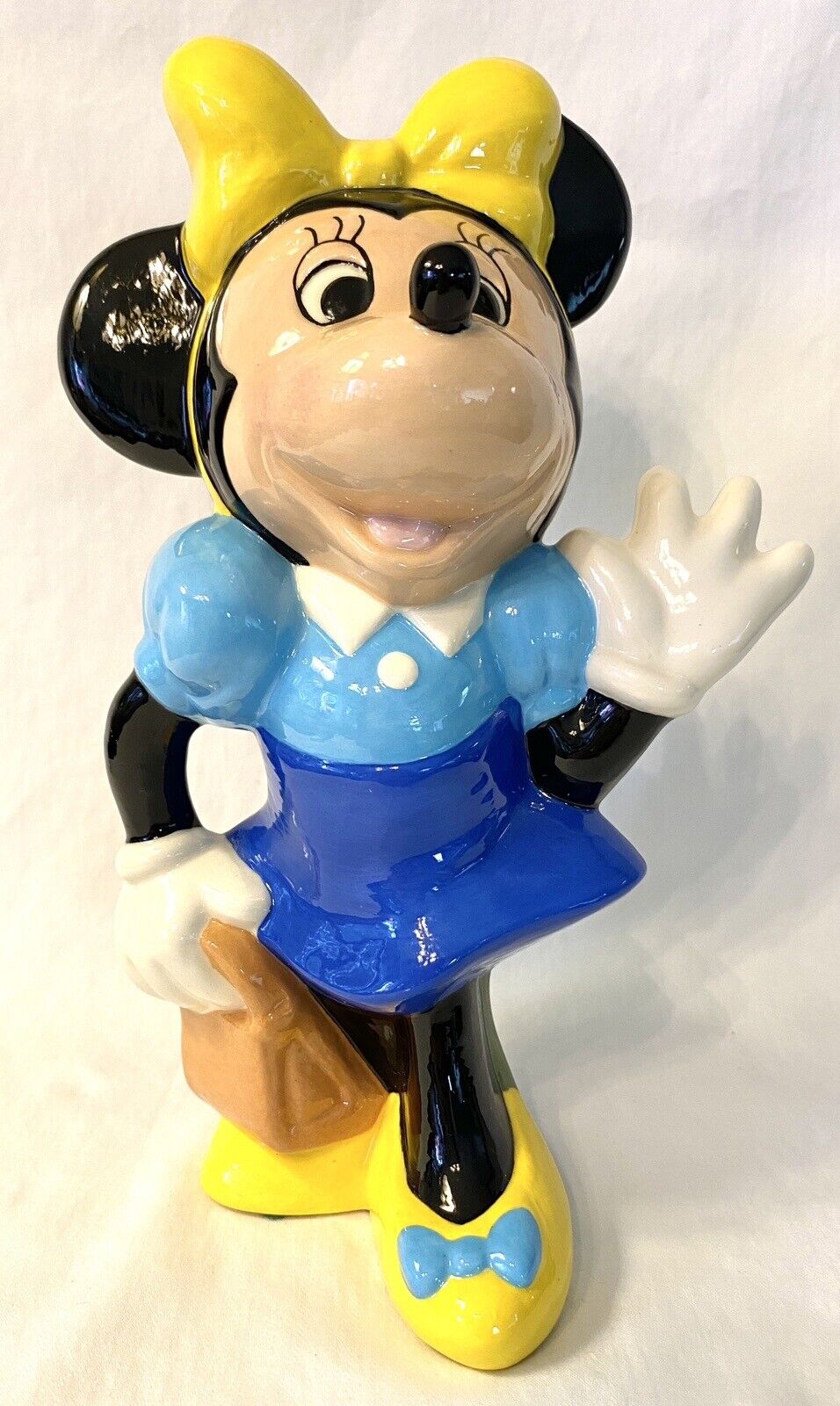 Disney Minnie Mouse  Figurine Ceramic Hand Painted Vintage 1970s Official Mold