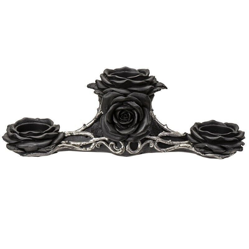 PT Alchemy Gothic Black Rose Triple Votive Candle Holder