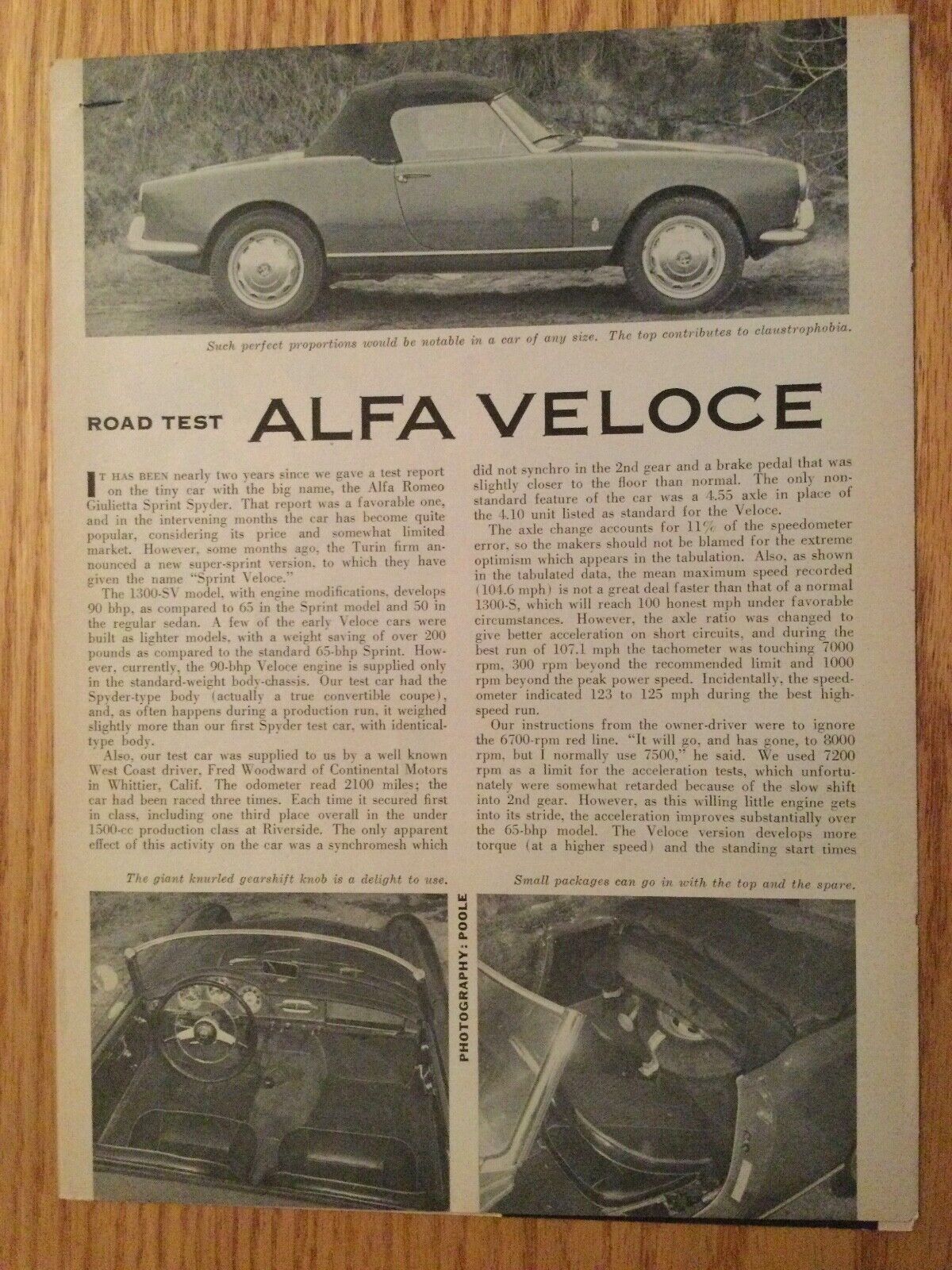 AL154 Road Test Alfa Romeo Veloce March 1958 3 pages