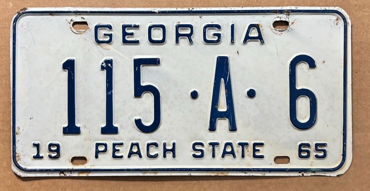 Georgia 1965 OGLETHORPE COUNTY License Plate # 115-A-6