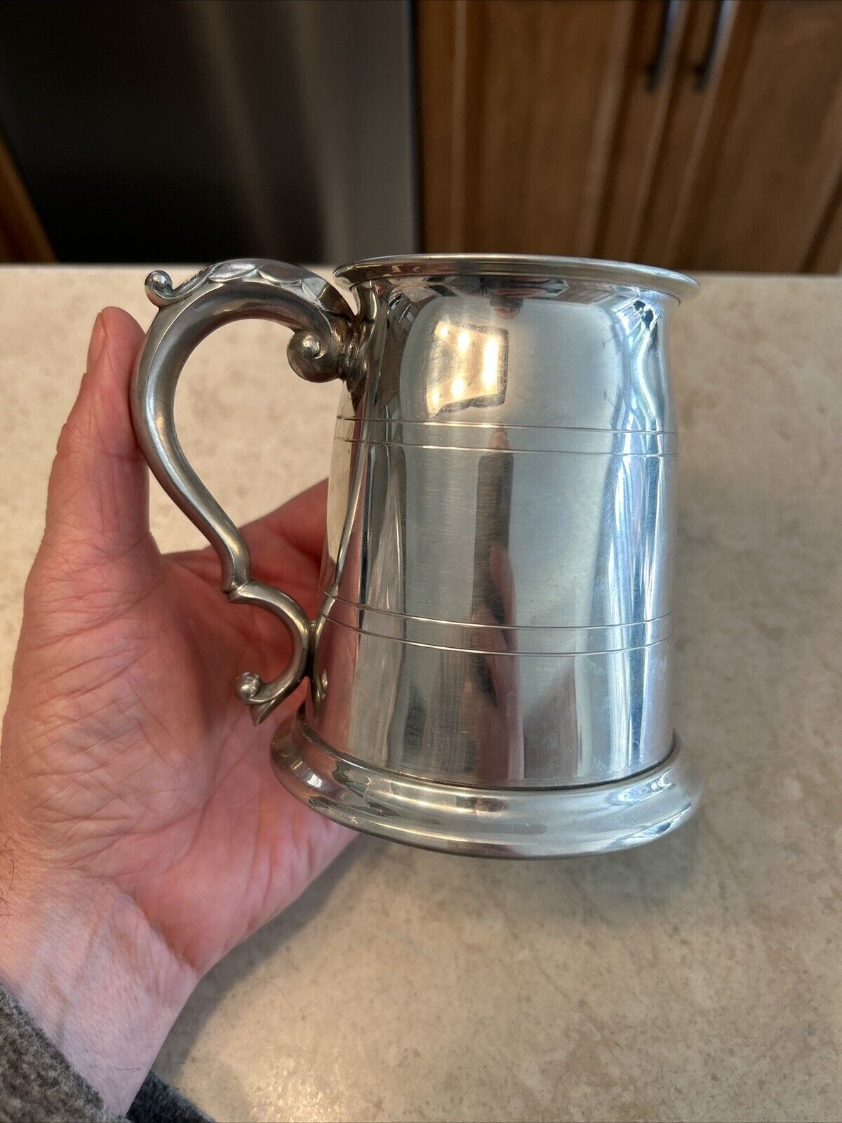 Pewter Tankard Hand Crafted In Sheffield England Glass Bottom