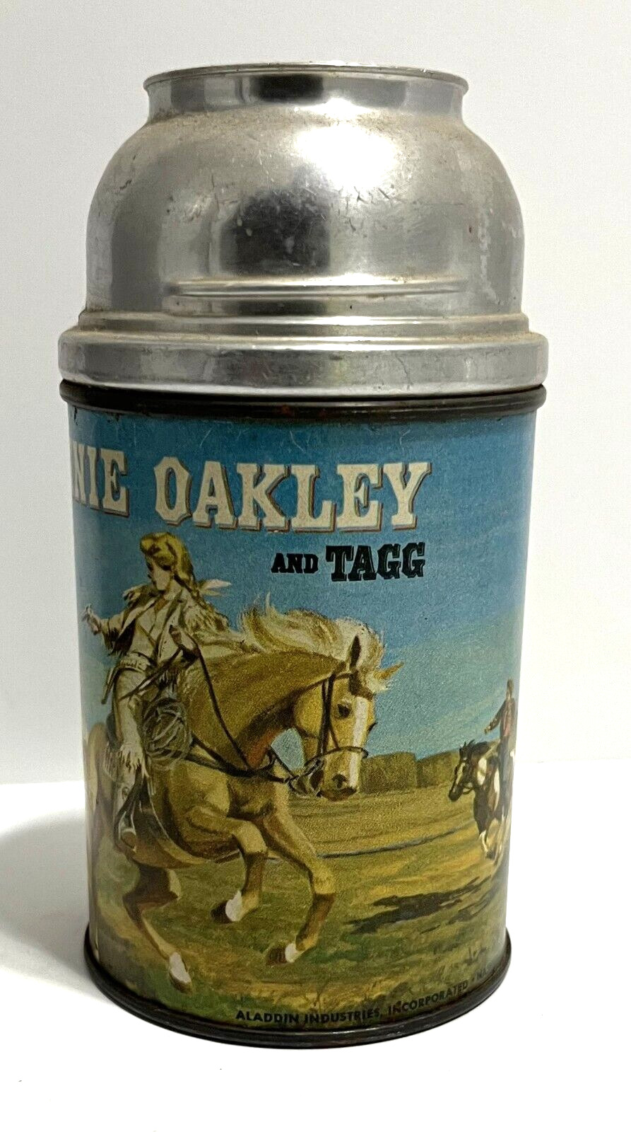 ANNIE OAKLEY & Tagg Vintage 1950\'s Aladdin Metal Thermos Only {No Cup & Stopper}