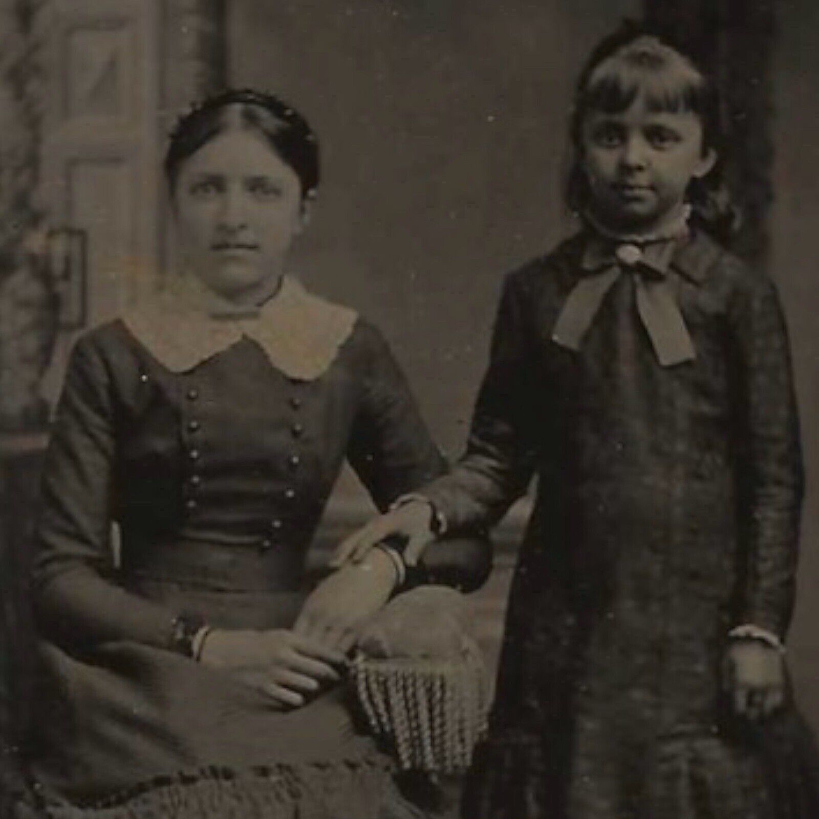 Sweet Antique Tintype Two Young Women Victorian Photograph