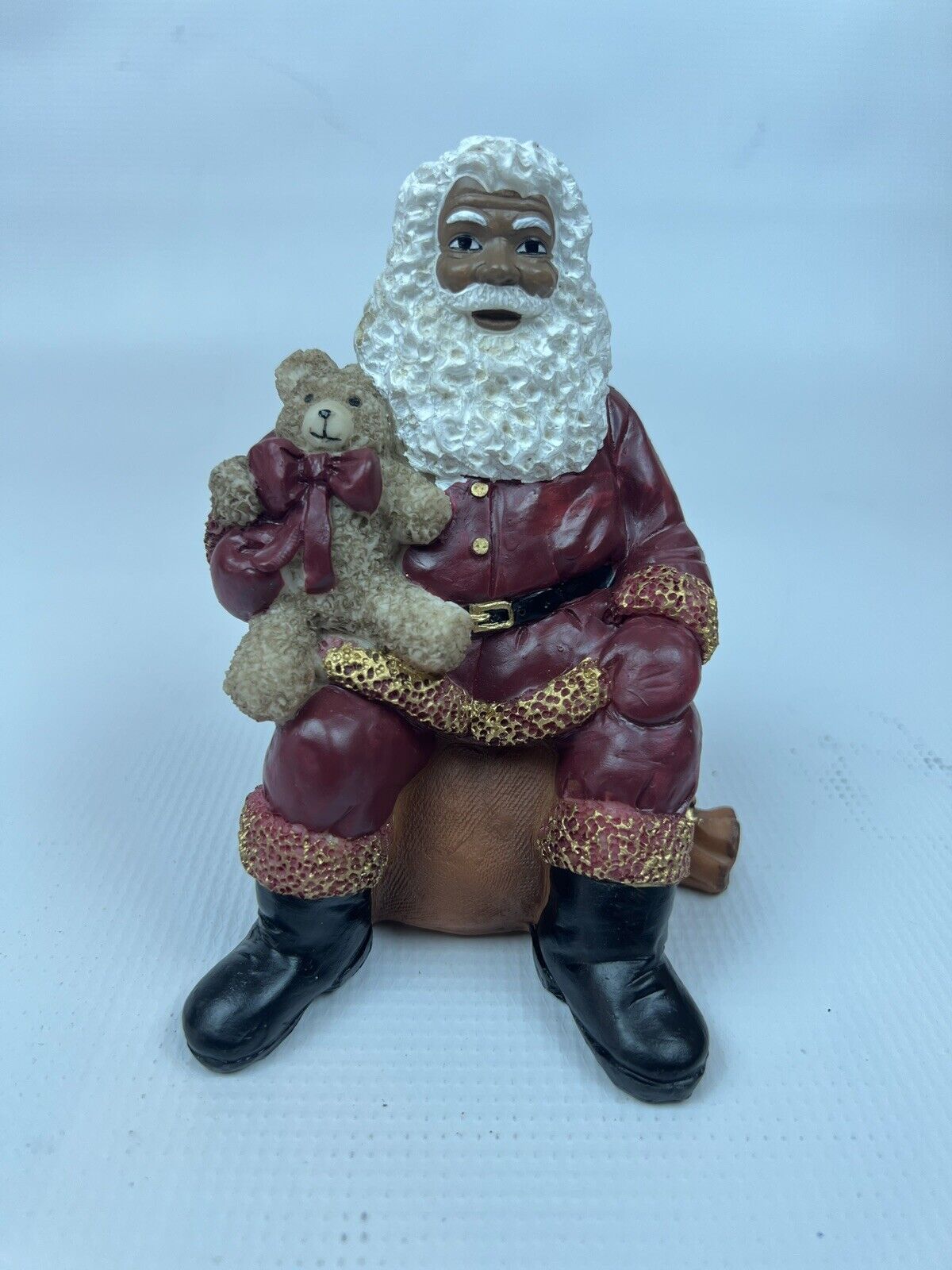 Santa With His Teddy, 6”