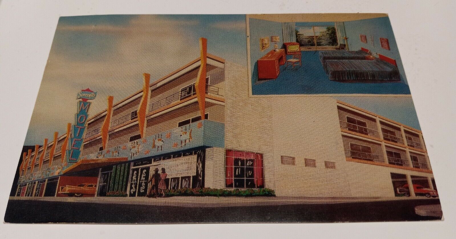 1960's Atlantic City,NJ The Sorrento Motel New Jersey Chrome Postcard 3c stamp