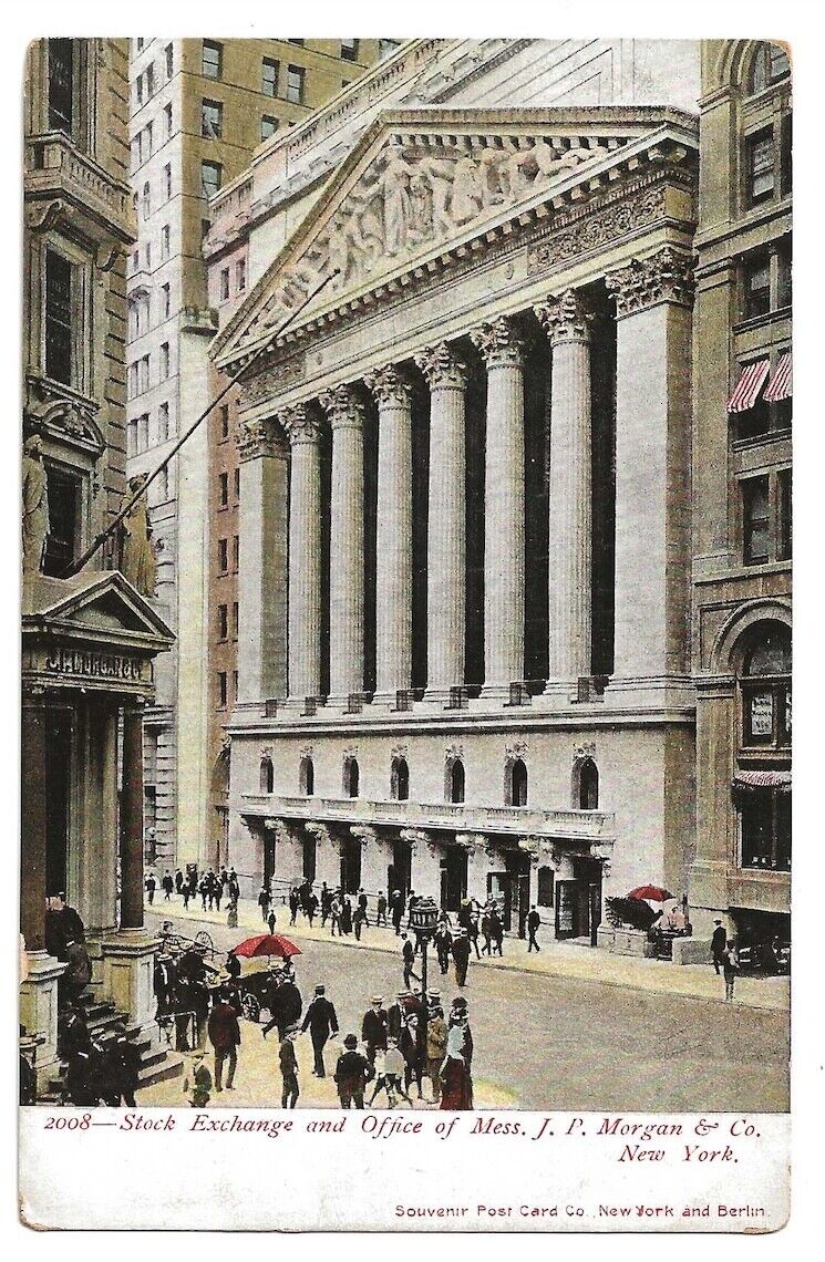 New York City, Manhattan c1905 New York Stock Exchange, Office of J P Morgan Co.