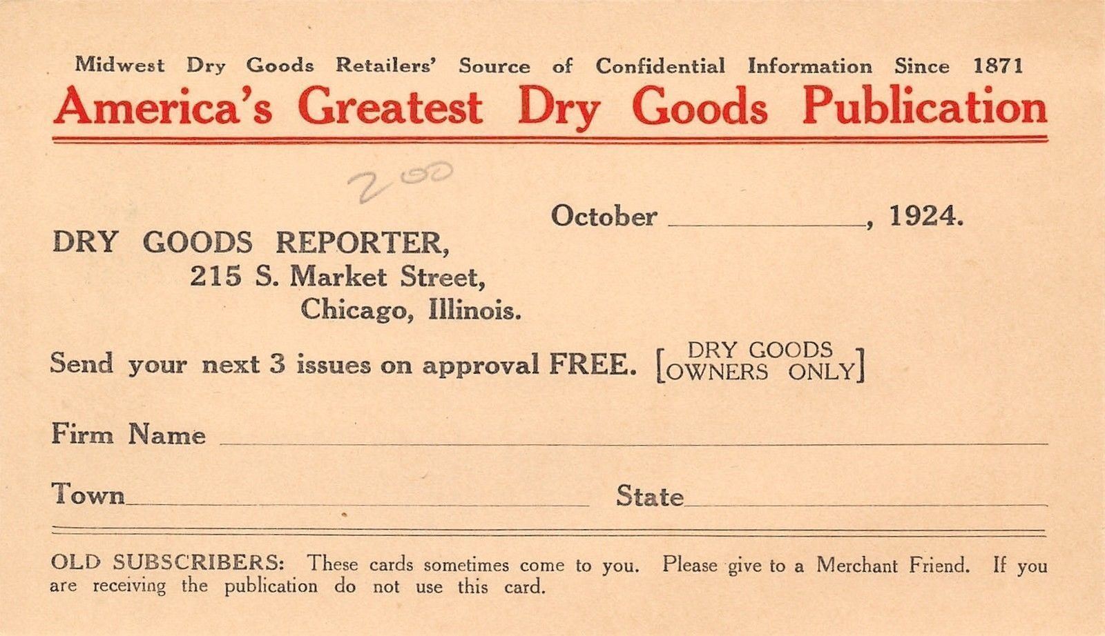 Chicago Illinois~Dry Good Reporter Magazine Co on Market St~1924 Postal