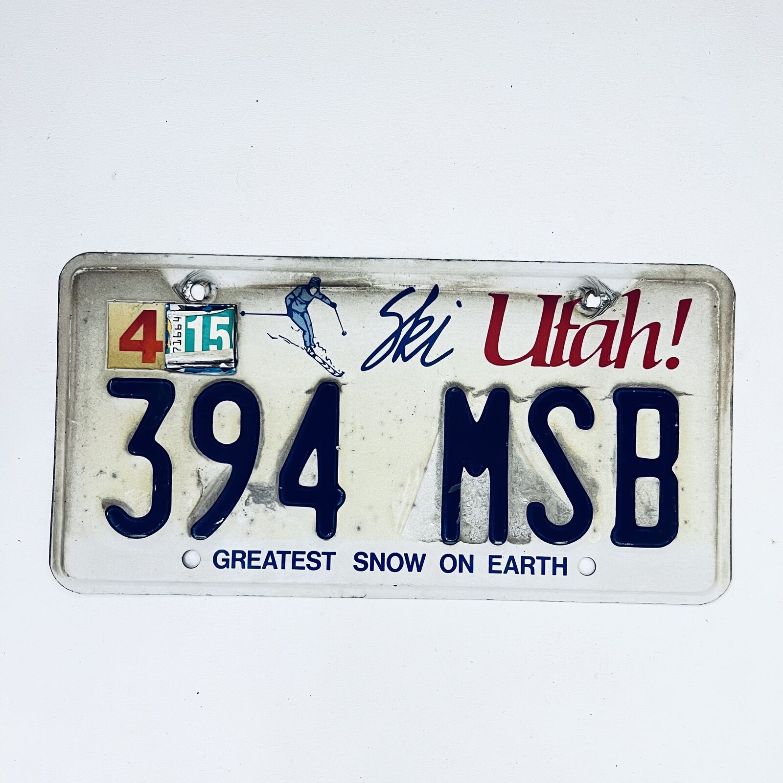 2015 United States Utah Ski Utah Passenger License Plate 394 MSB