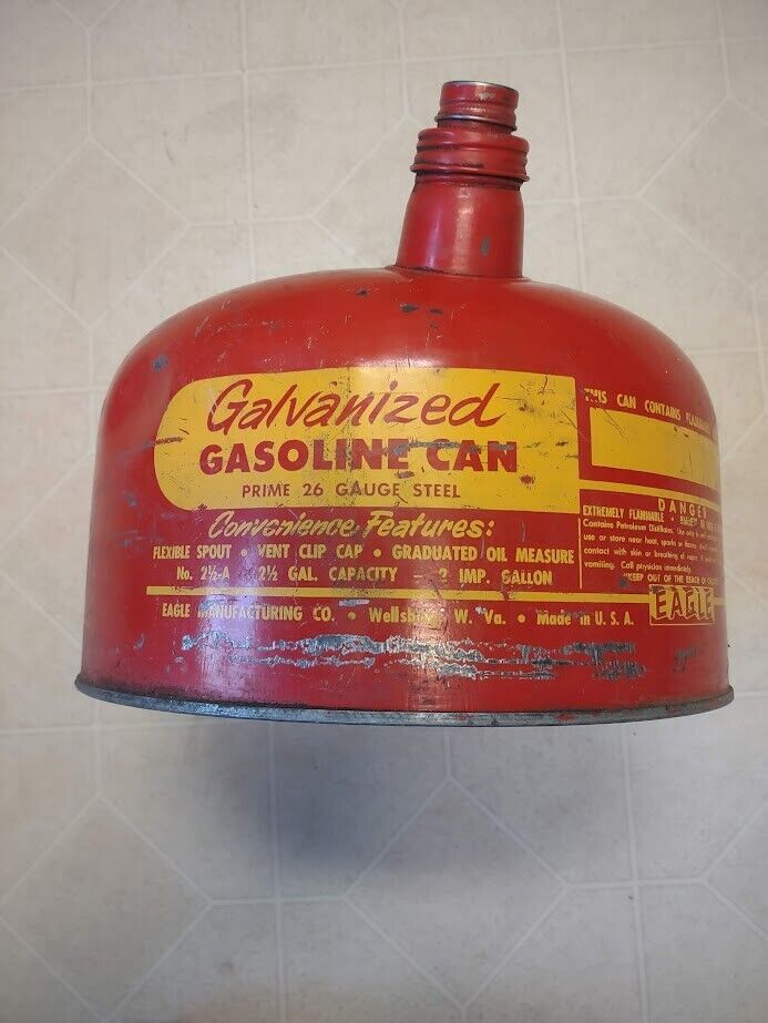VINTAGE EAGLE GALVANIZED GASOLINE CAN