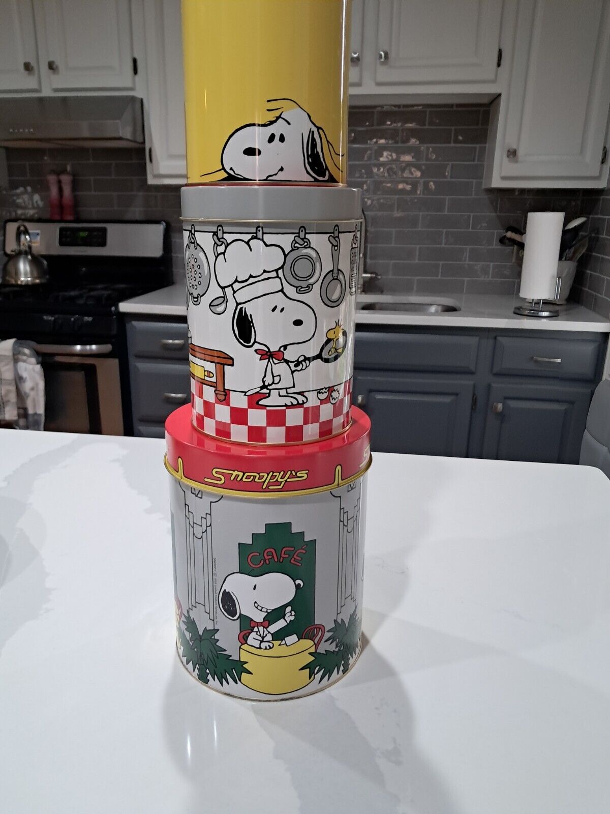 RARE~Vintage 1965 SNOOPY NESTING TINS (3)~ Made In ENGLAND ~ NEW