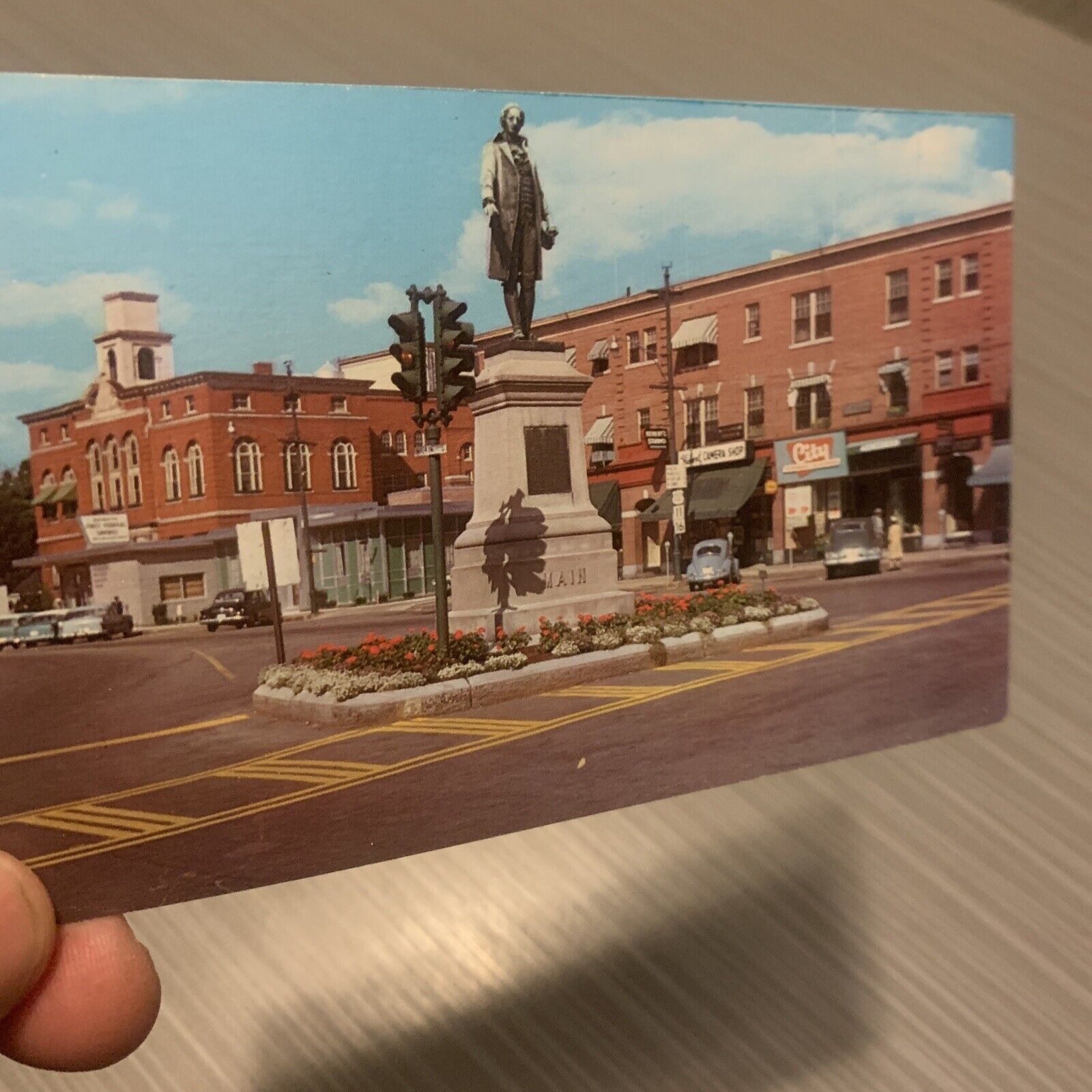 Postcard NH New Hampshire Rochester Central Square Business Street View 1950’s