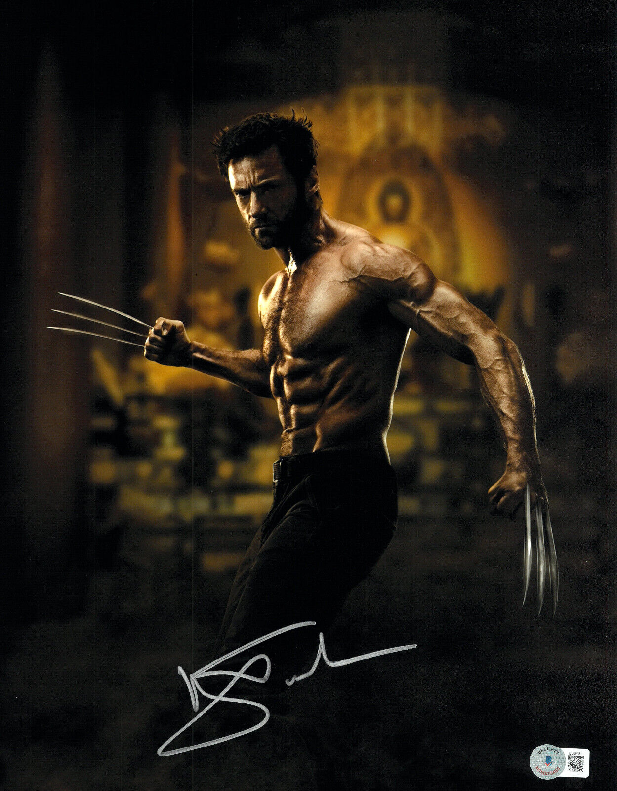 Hugh Jackman Signed Autograph Wolverine 11x14 Photo Beckett BAS Marvel