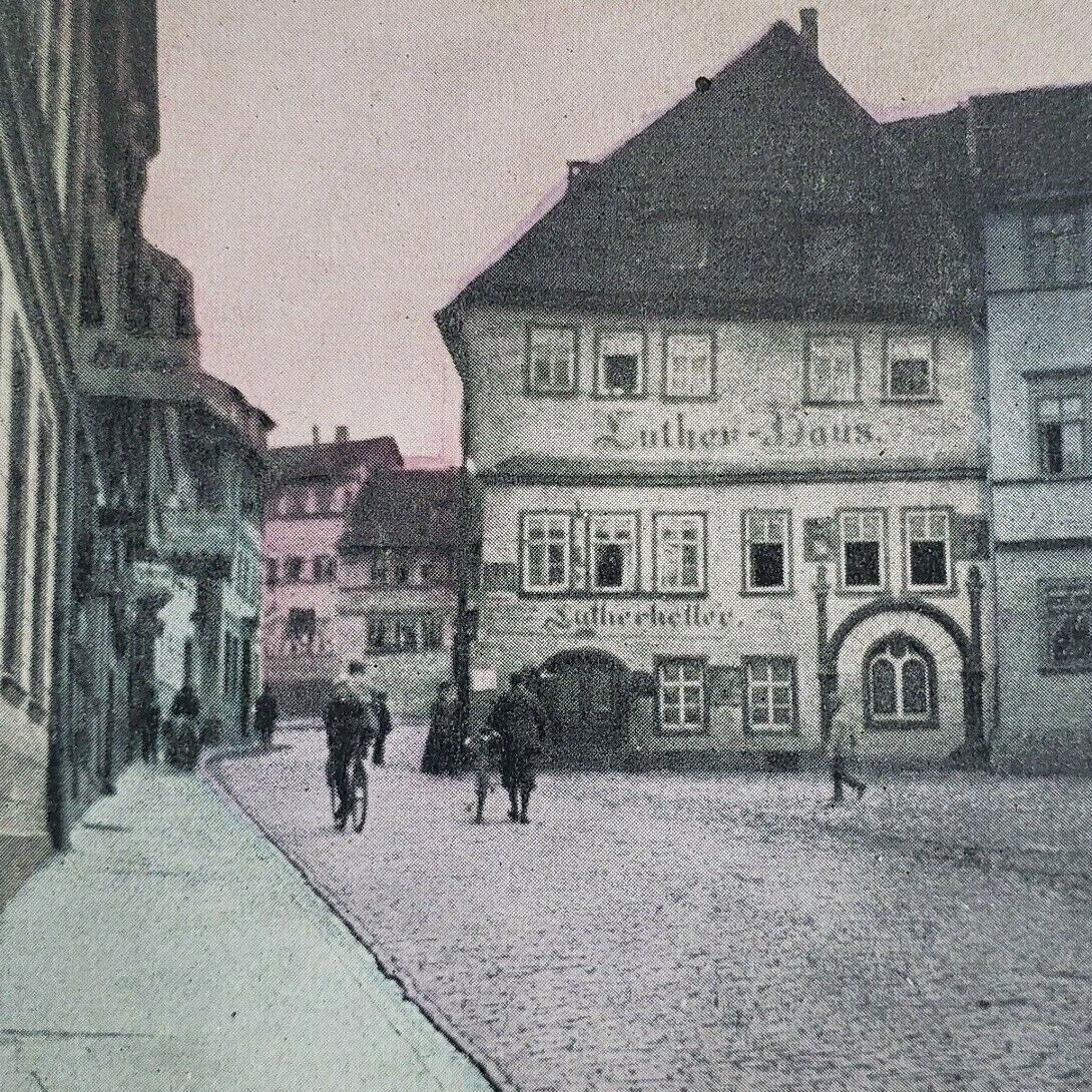 Germany Eisenach Martin Luther Cotta House Street Scene Lithoview Stereoview D43