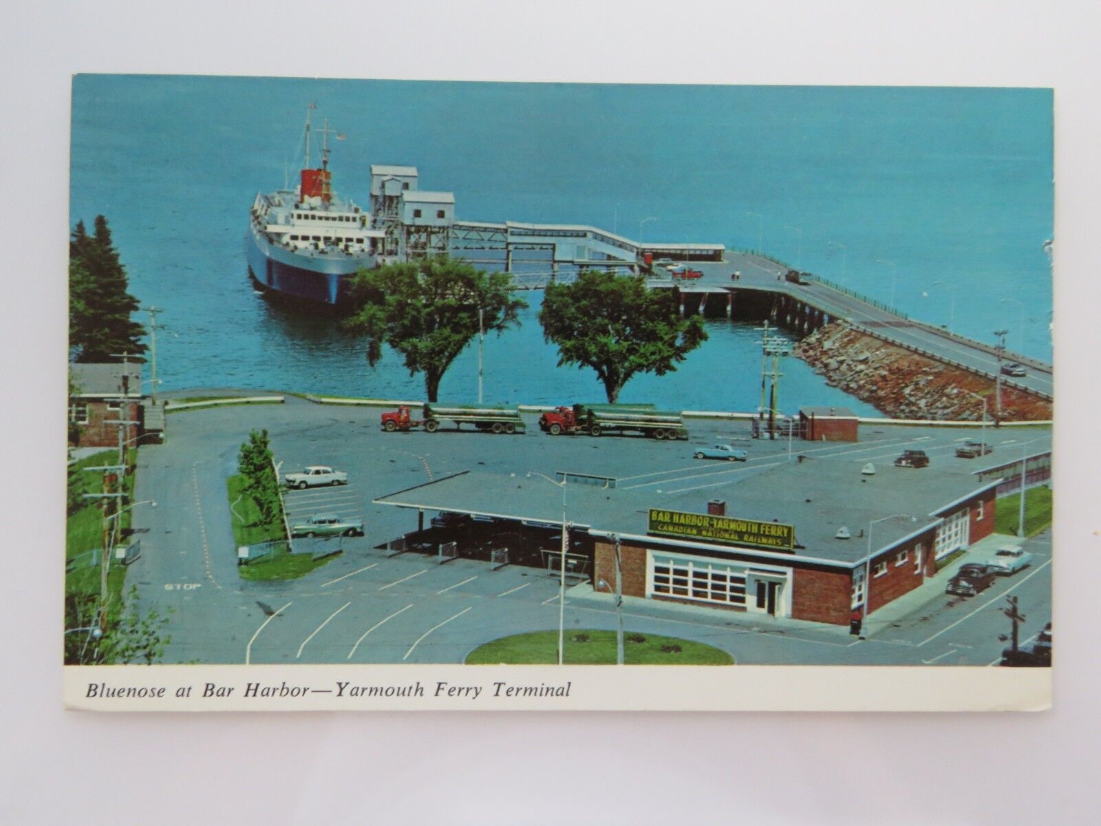 Vintage Postcard Bar Harbor Ferry Terminal MV Bluenose At Dock #6965