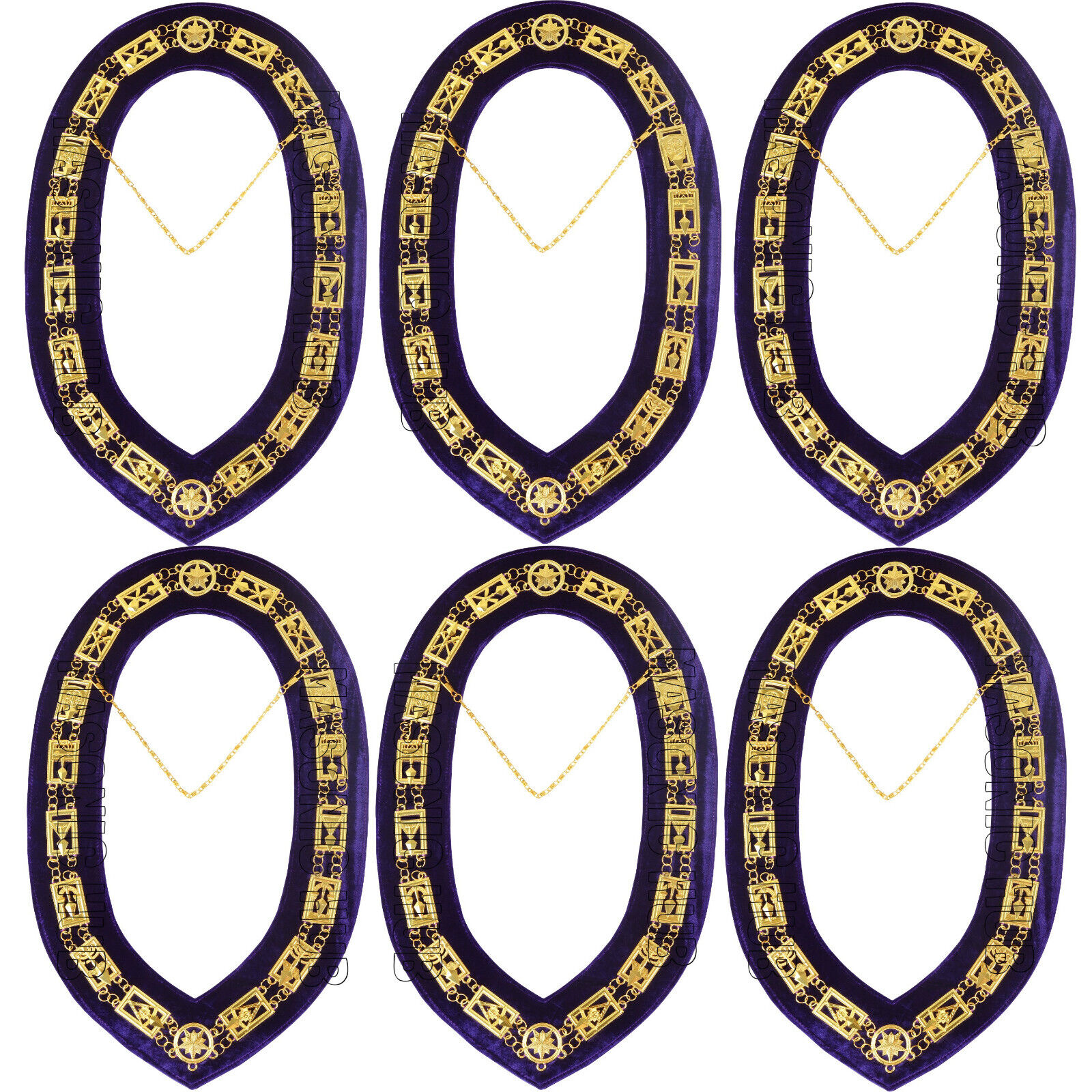 Masonic Regalia Cryptic Mason Royal & Select Master Chain Collar Set of 6