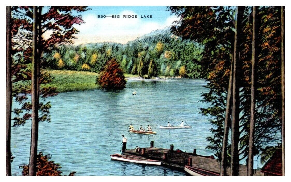 BIG RIDGE LAKE Tennessee boat linen - Postcard