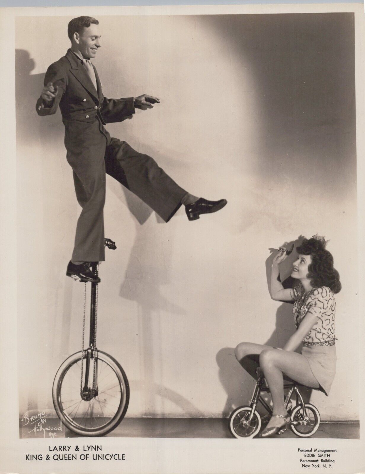 Larry & Lynn - King & Queen of Unicycle (1940s) ❤ Paramount Photo K 405