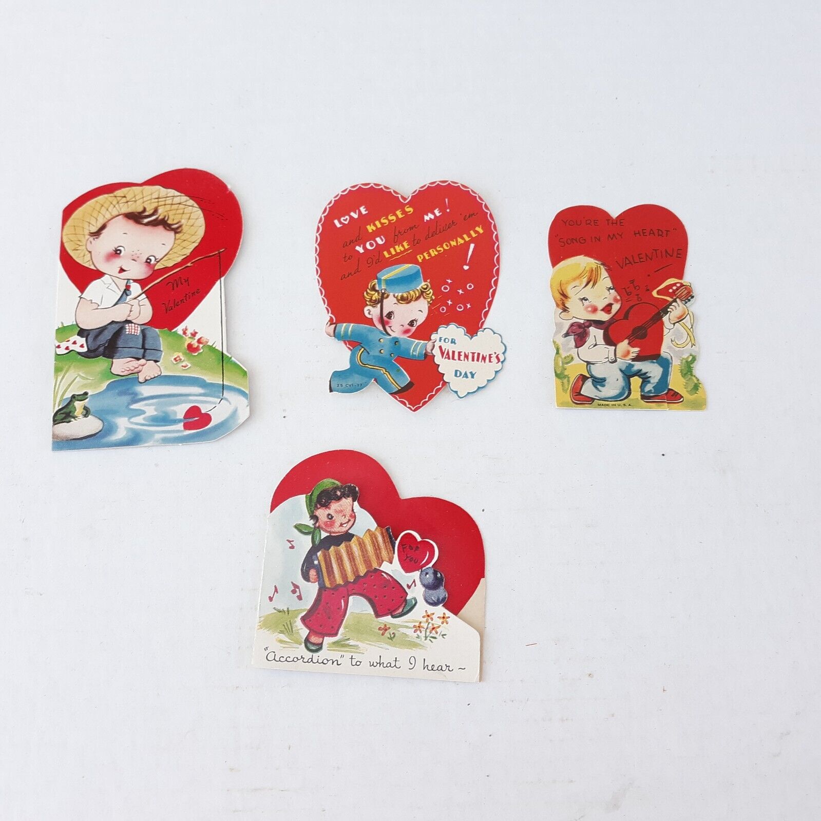 Lot of 4 Vintage Boy Valentine Card Valentine Day Heats 
