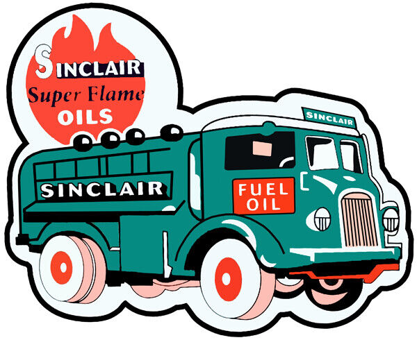 Sinclair Super Flame Oils Cut Out Metal Sign 18x15