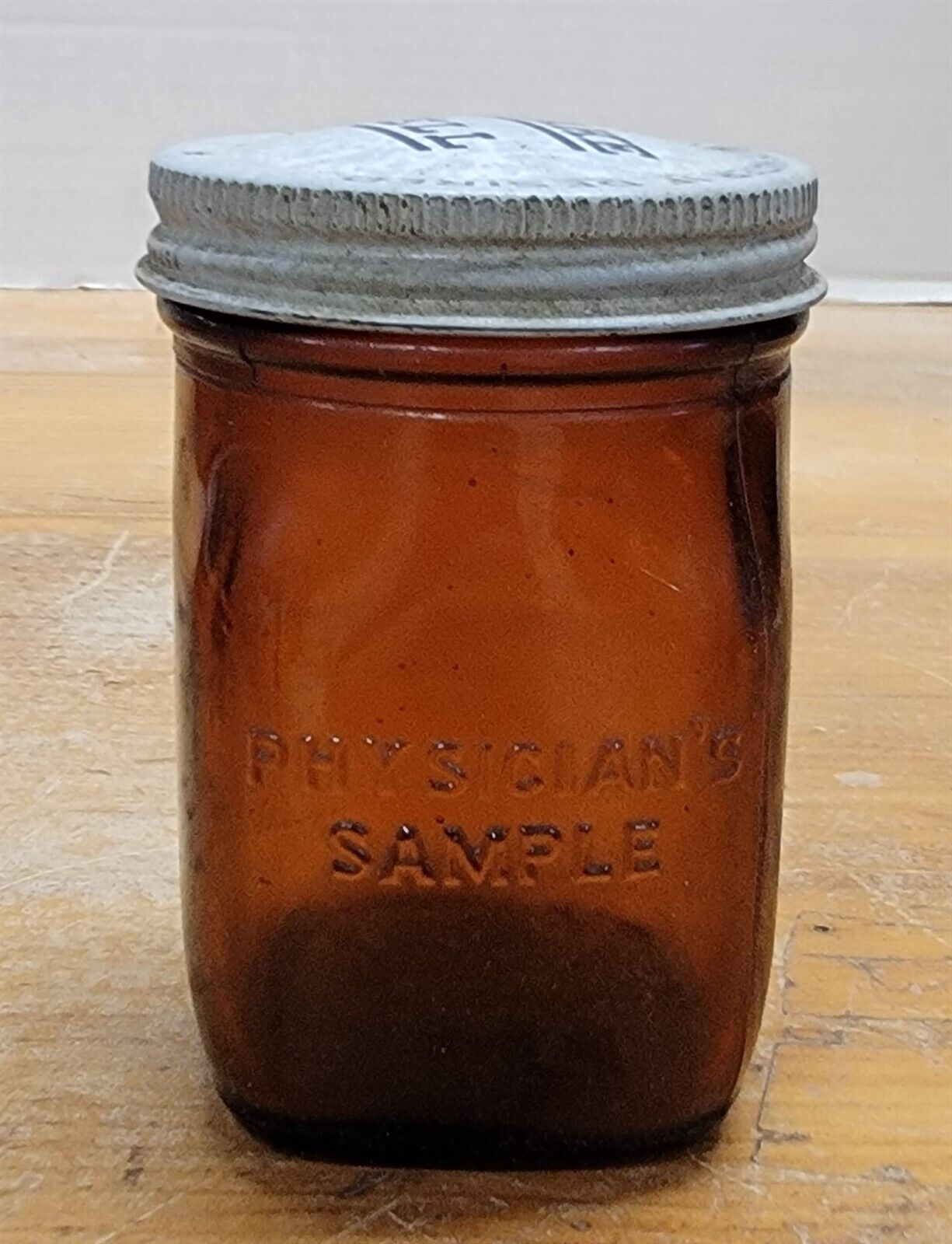 Vintage Amber Brown Physician\'s Sample Glass Bottle Jar with Lid