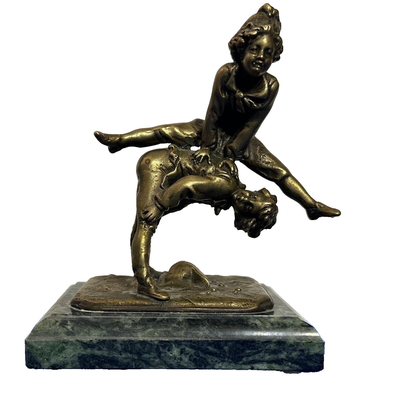 Vintage Alfred Barye (1838-1882)  Bronze Sculpture Children Playing Leapfrog