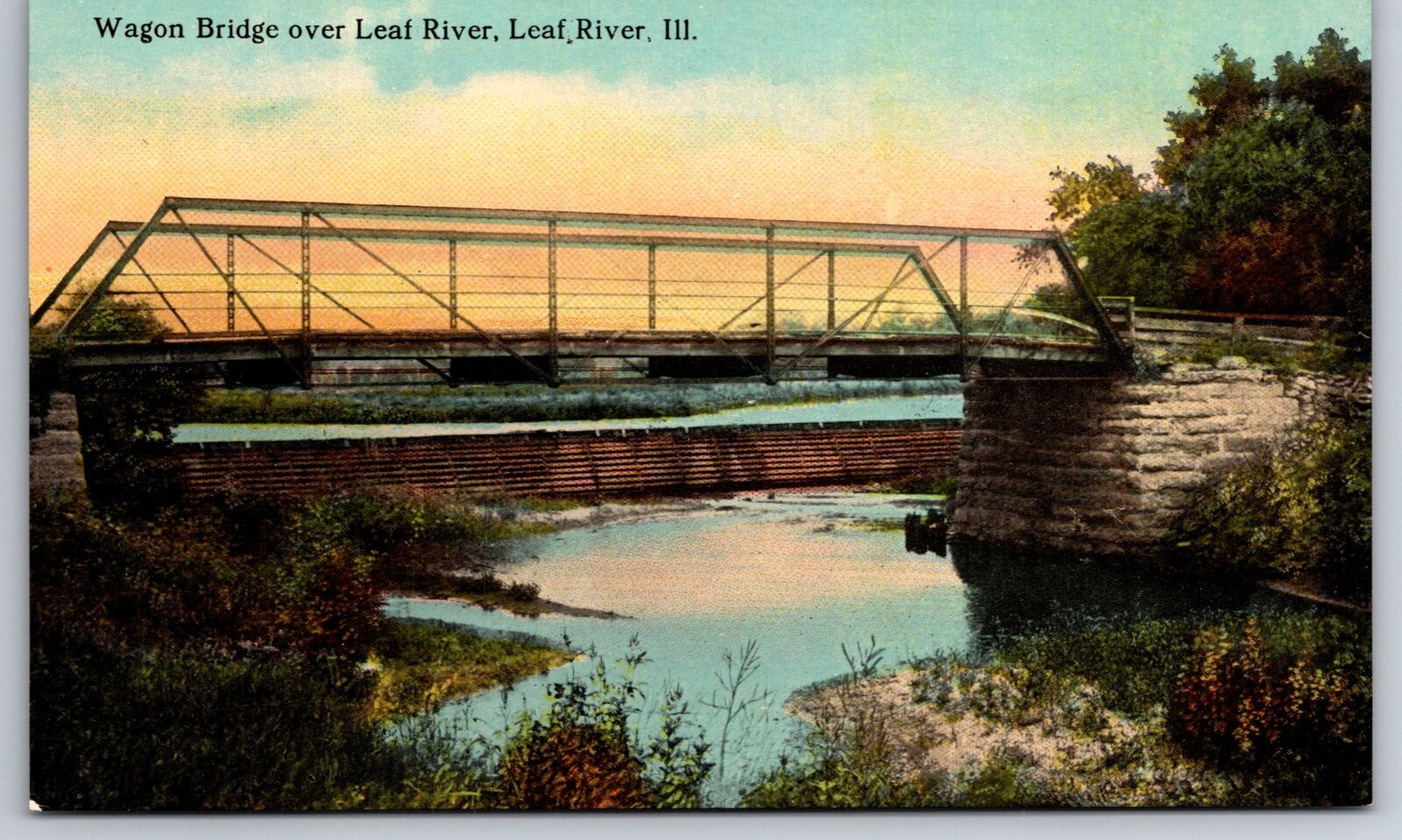 Leaf River Illinois~Leaf River Wagon Bridge~c1910 Postcard