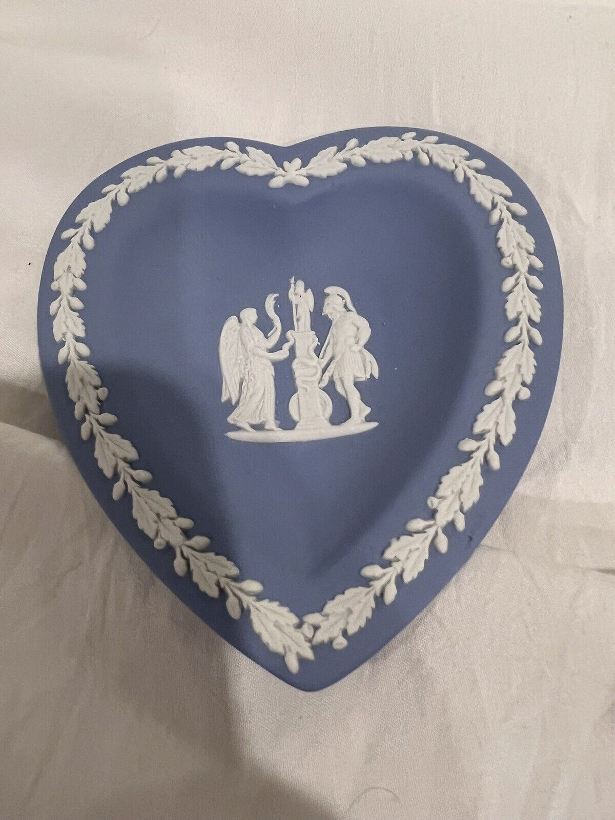 Vintage Wedgwood Blue Jasperware  Heart Shaped Pin Dish Plate