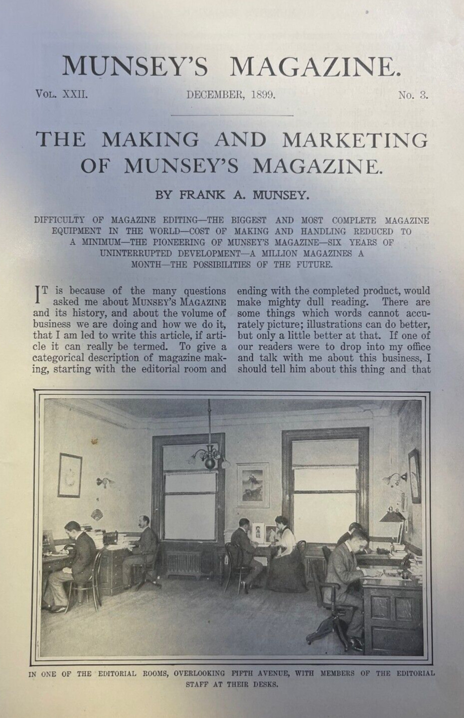 1899 Making and marketing of Munsey\'s Magazine