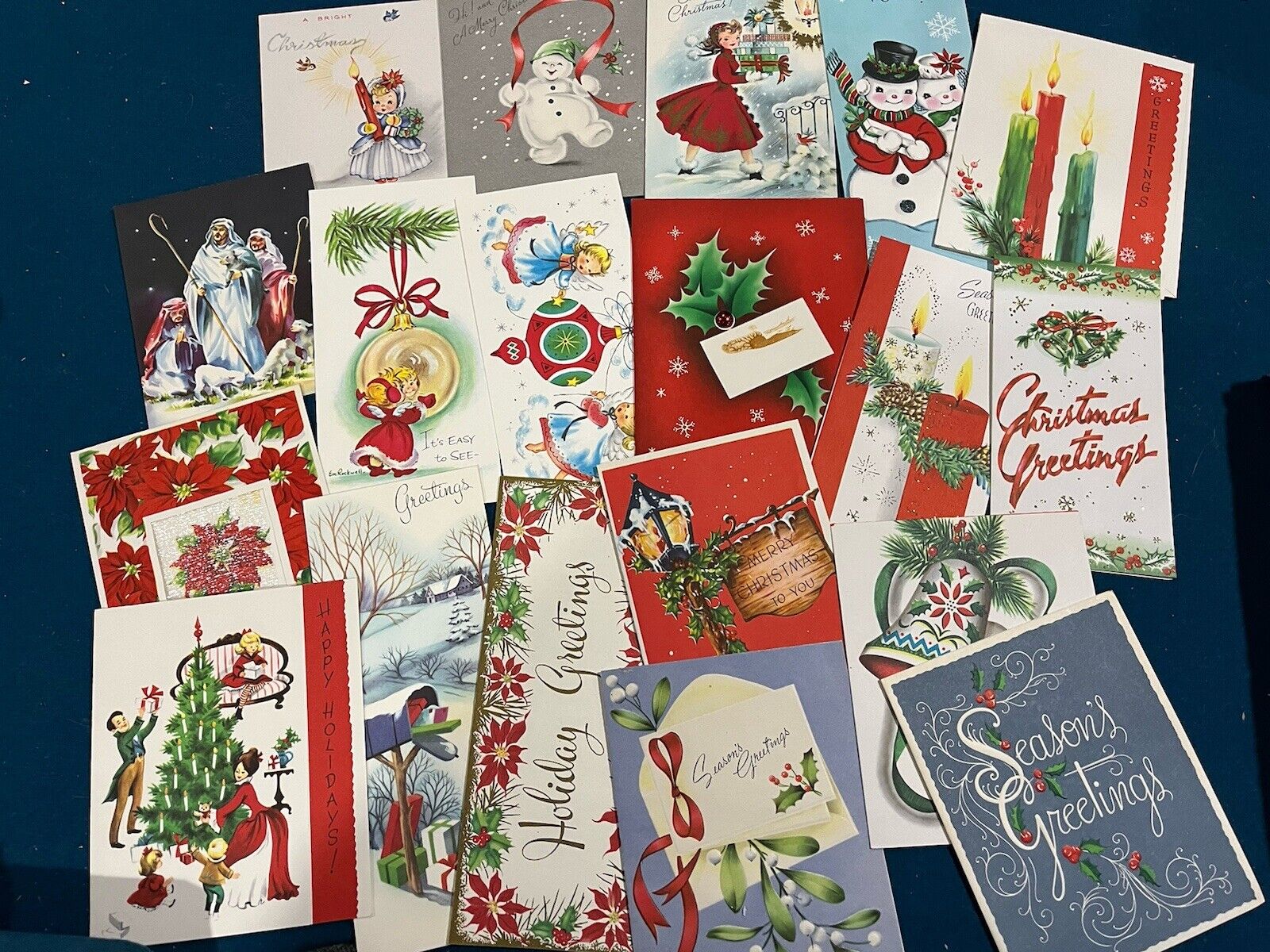 Vintage Lot of 18 Unused Christmas Cards 1940\'s - 1960s