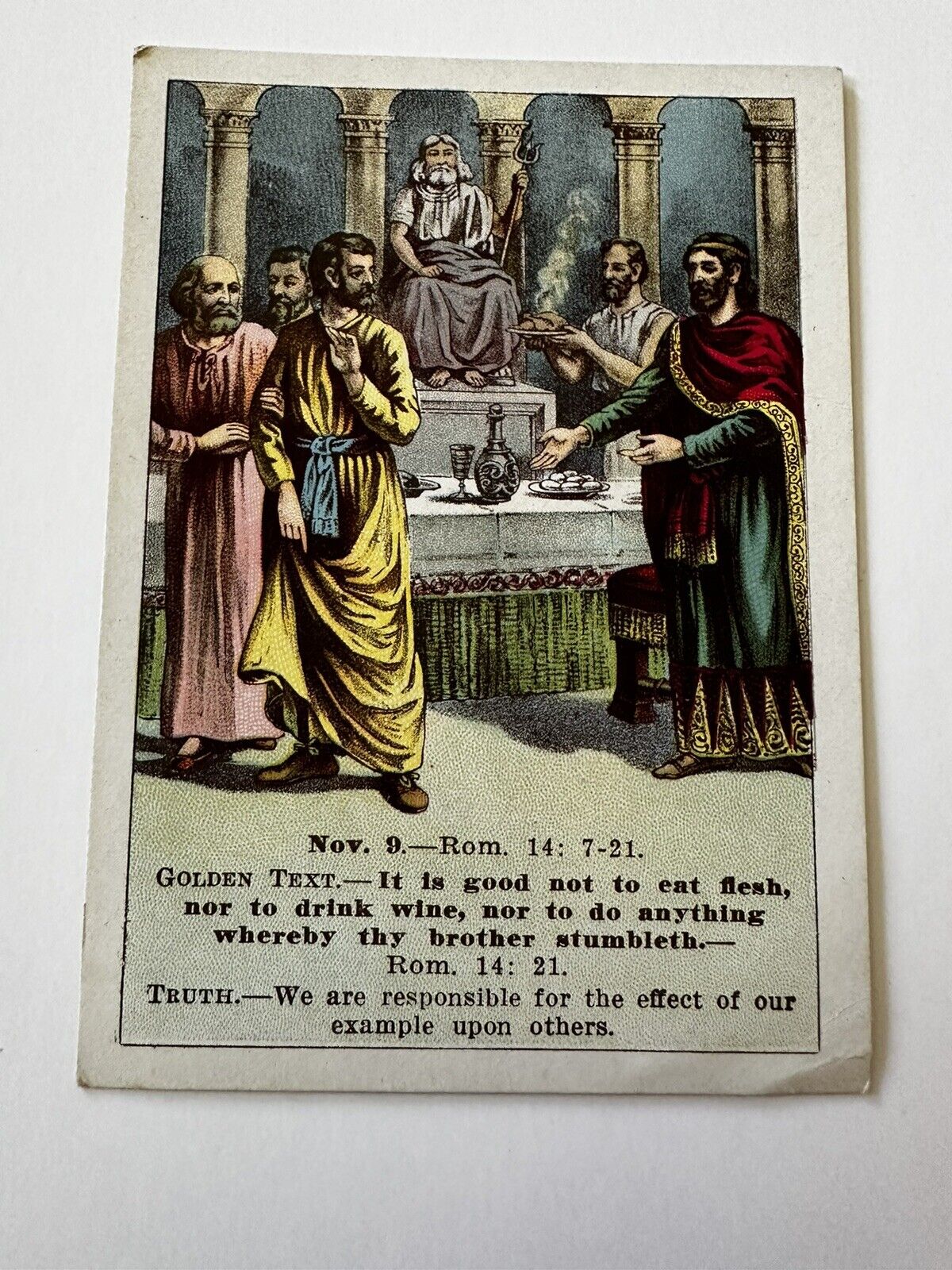 Vintage 1913 Bible  Picture Lesson Card Vol. 35 No. 4 Abstinence For Sake Others