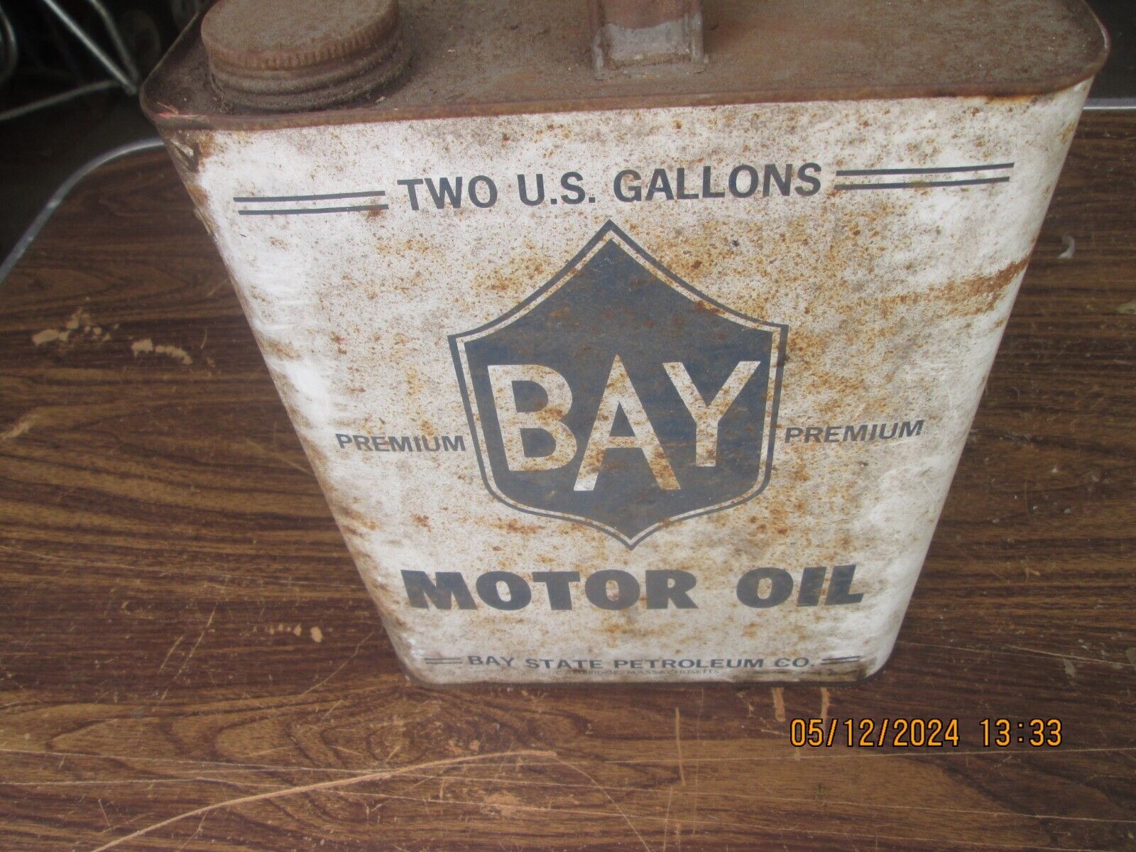 Rare Vintage Bay State Petroleum Oil Can, 2 Gallon. (Cambridge,MA)