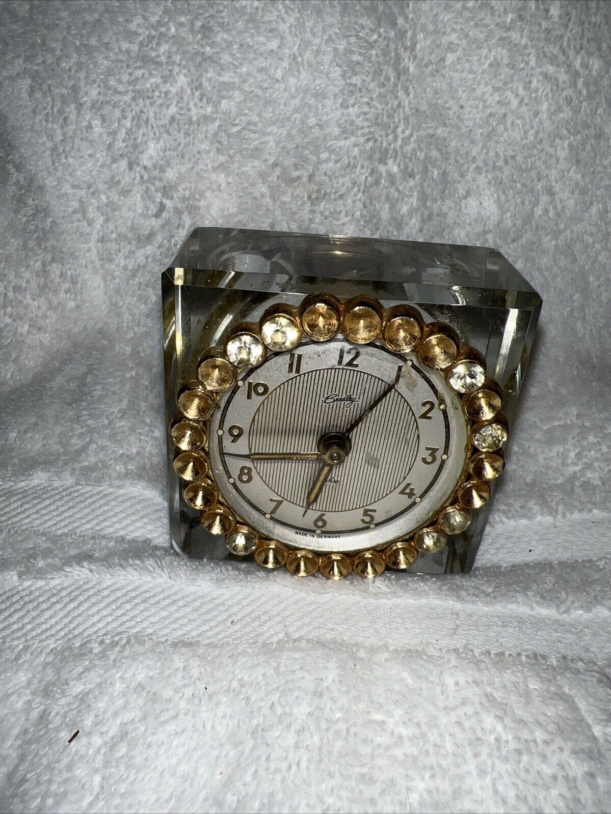 Vintage Bradley Rhinestone Alarm Clock - Made In Germany -