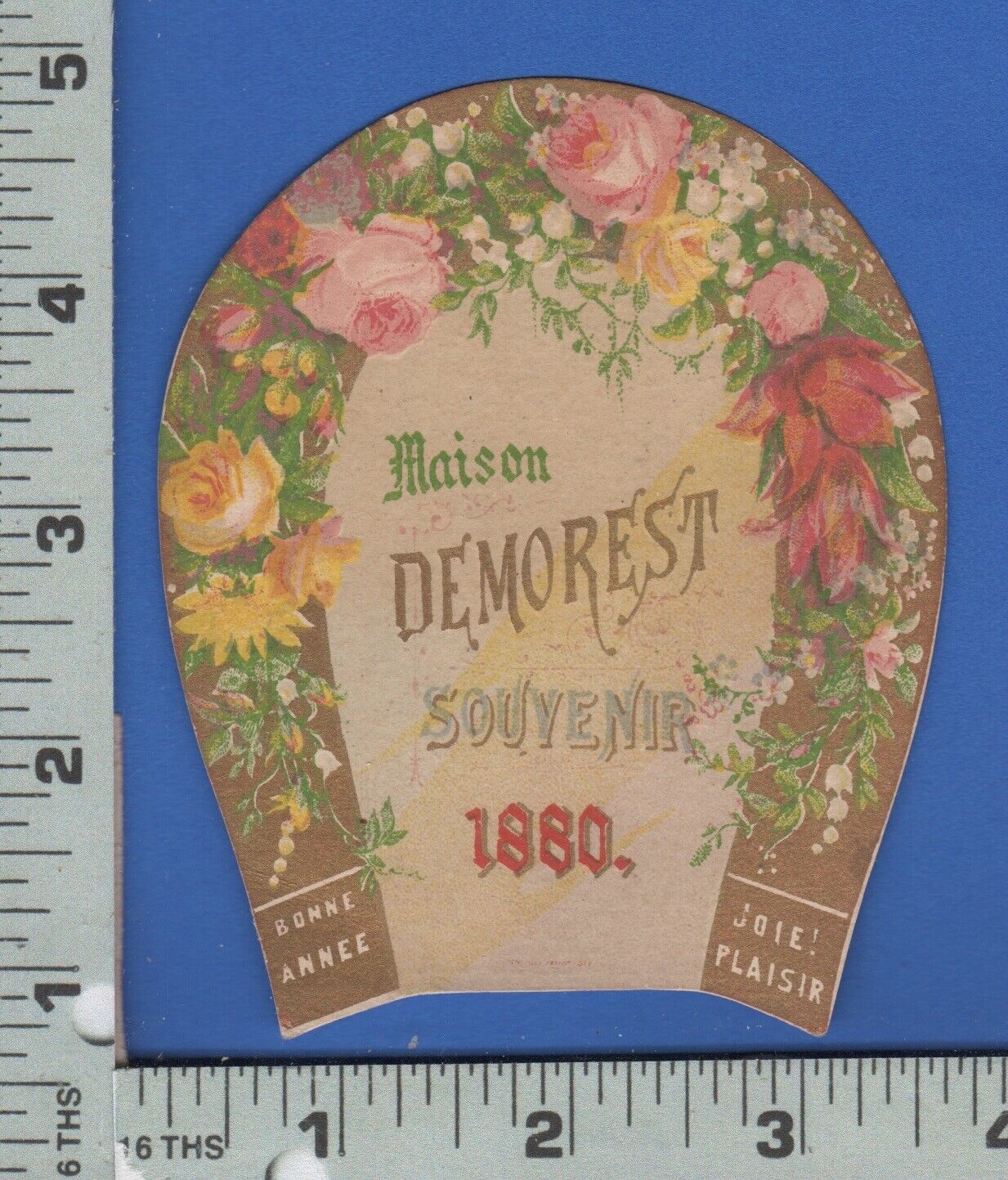 D703 Maison Demorest’s Quarterly Journal clothes pattern diecut horseshoe tdcard
