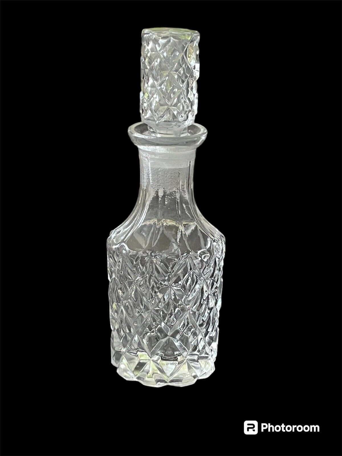 Antique Edwardian clear pressed glass perfume or cologne bottle
