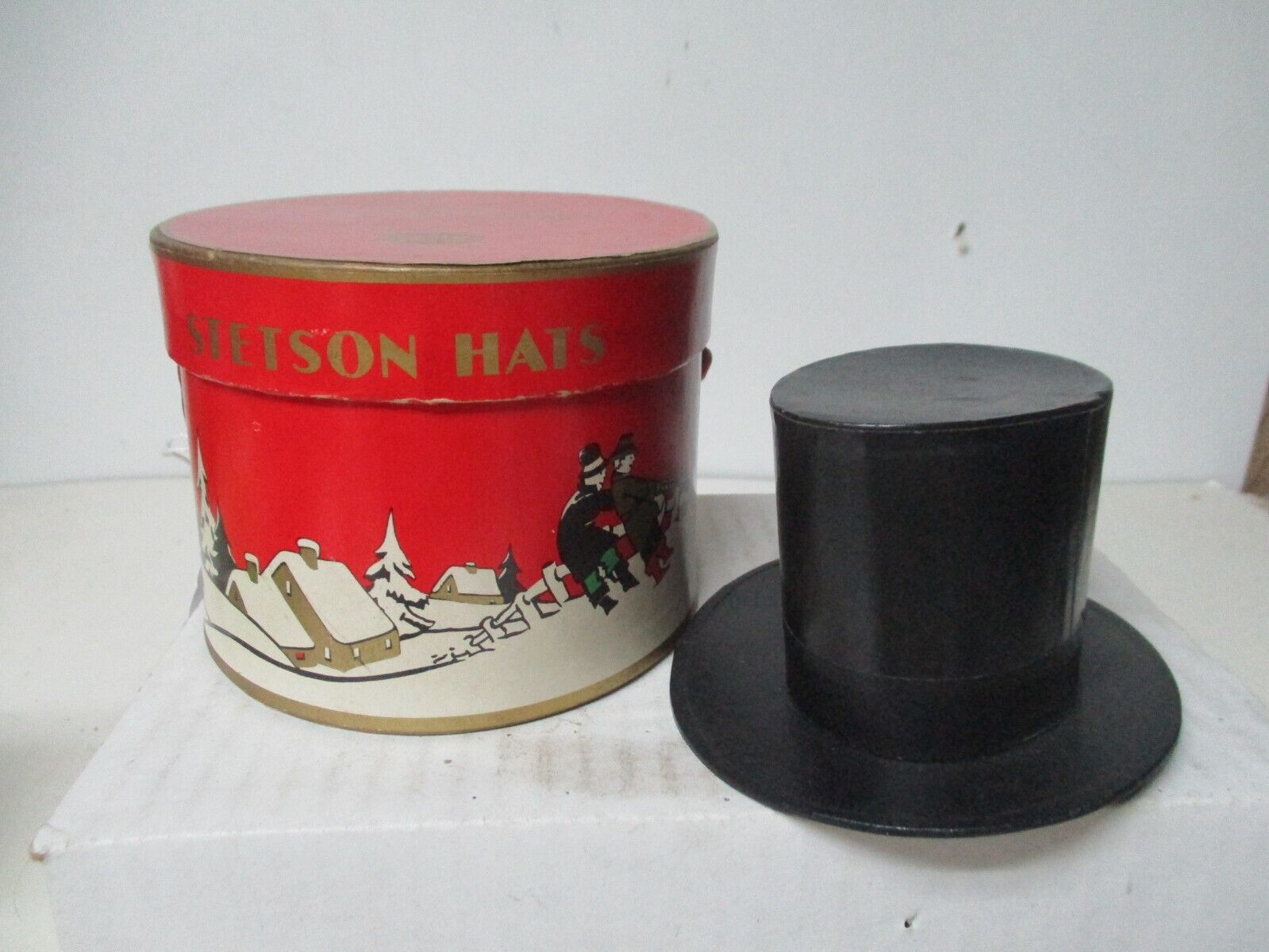 Vintage Miniature Stetson Hat in Decorated Box for Christmas Gift