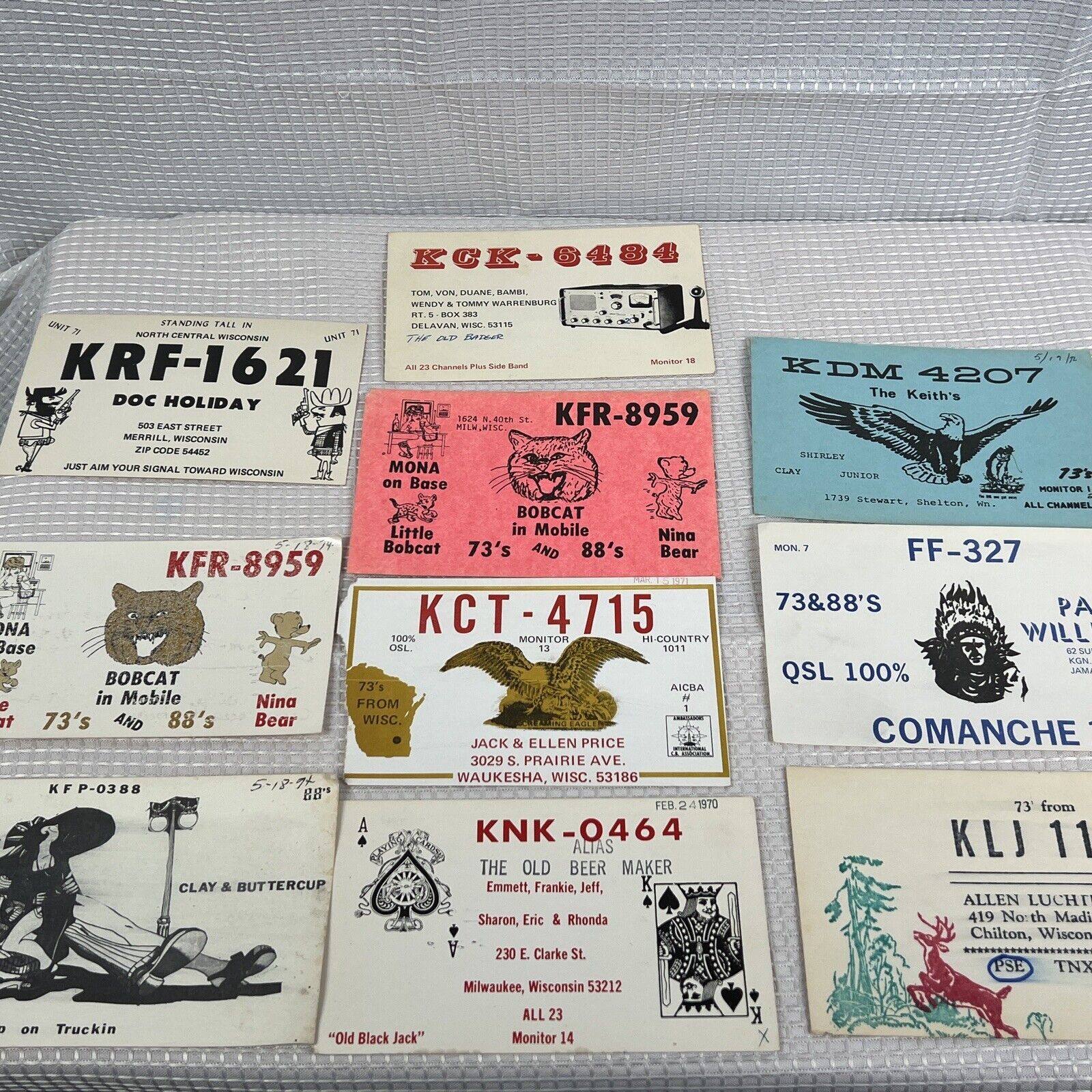 Vintage QSL Radio Cards Amateur Radio QSL Cards Lot Wisconsin Radio Cards Lot 10