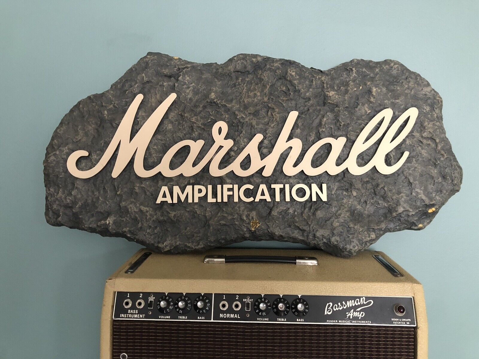Vintage Marshall Amplification Amp Vendor Dealer Store Sign Original 36” Wide