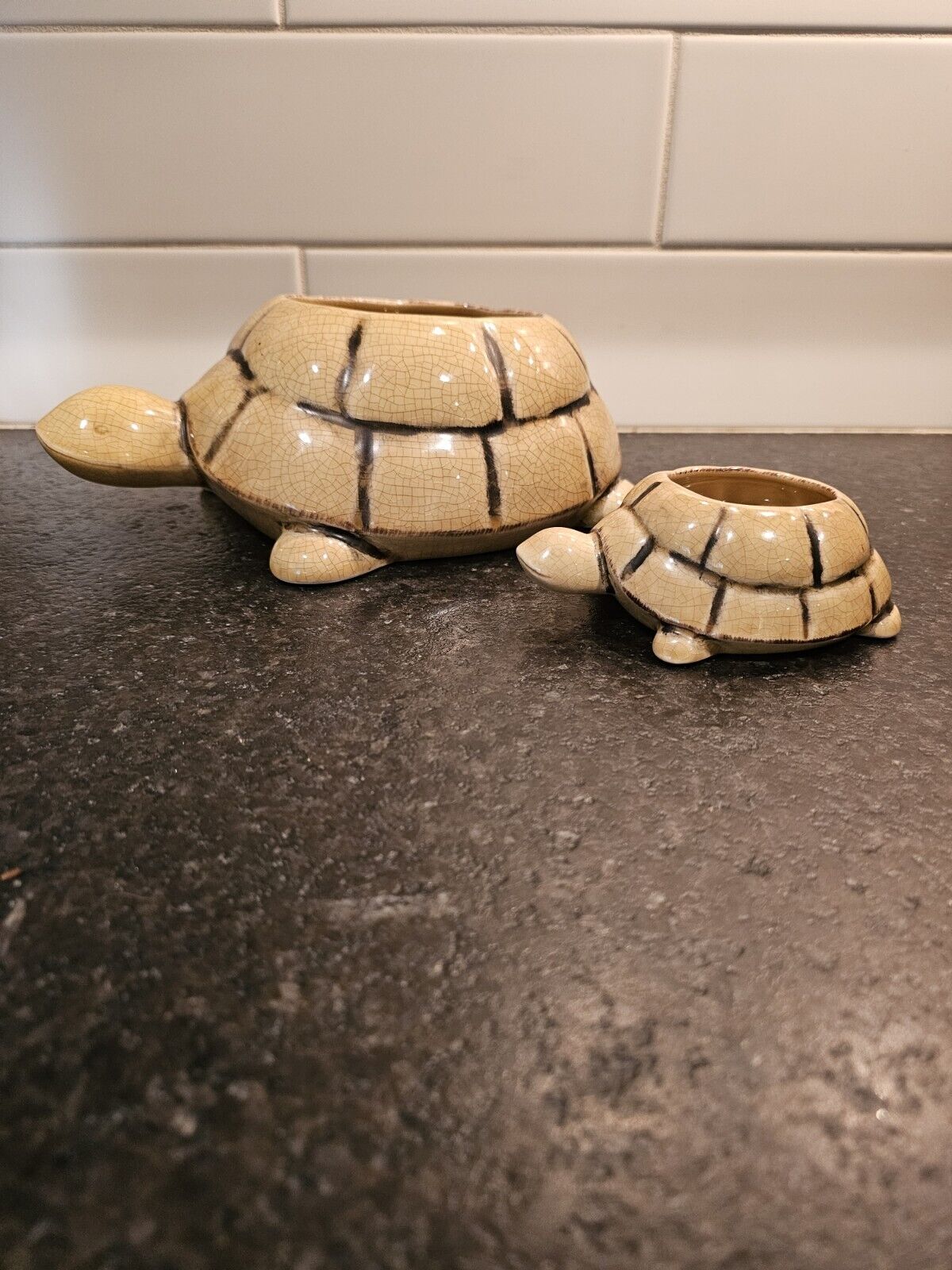 Set Of 2 Turtle Planters- One Small And One Large