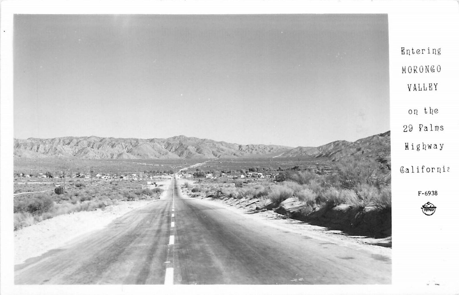 Postcard RPPC 1940s California Morongo Valley 29 Palms Highway Frasher CA24-1410