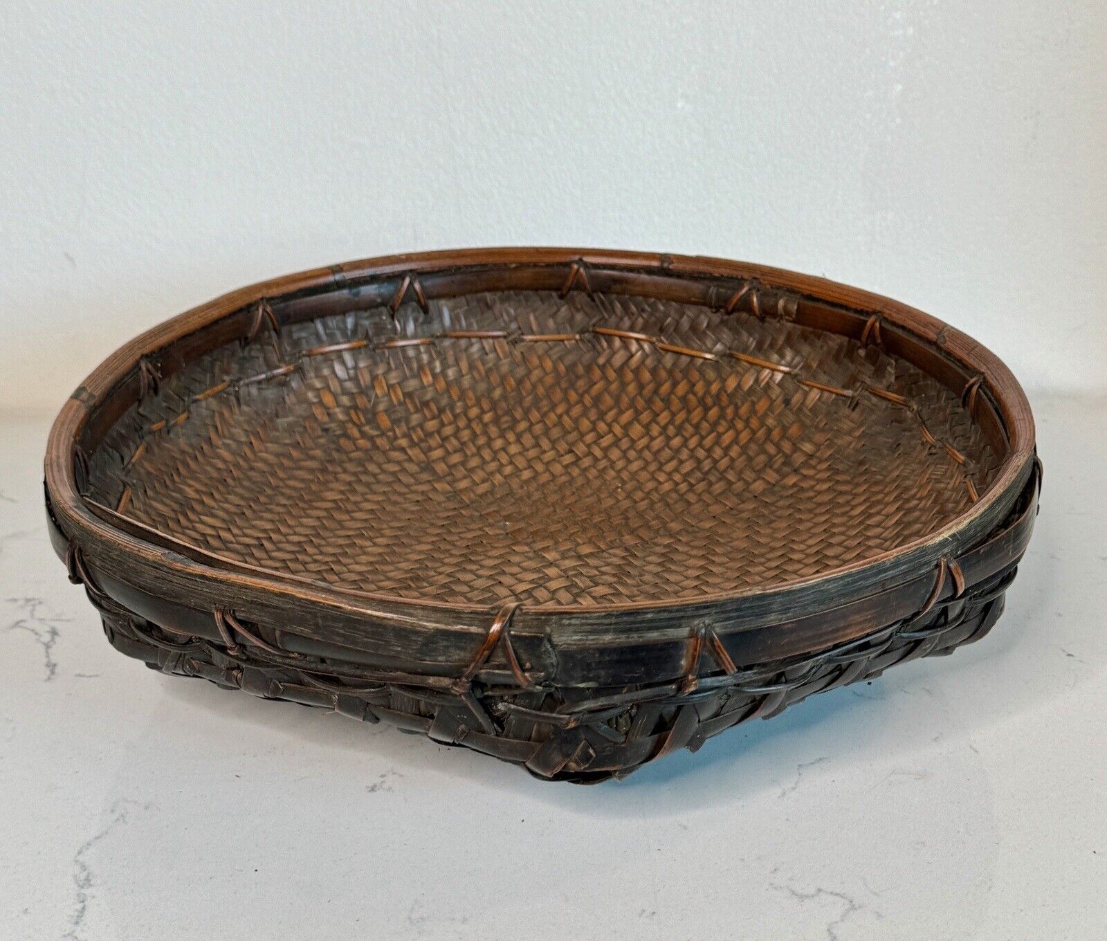Early 20th Century South Asian Woven Rice Basket