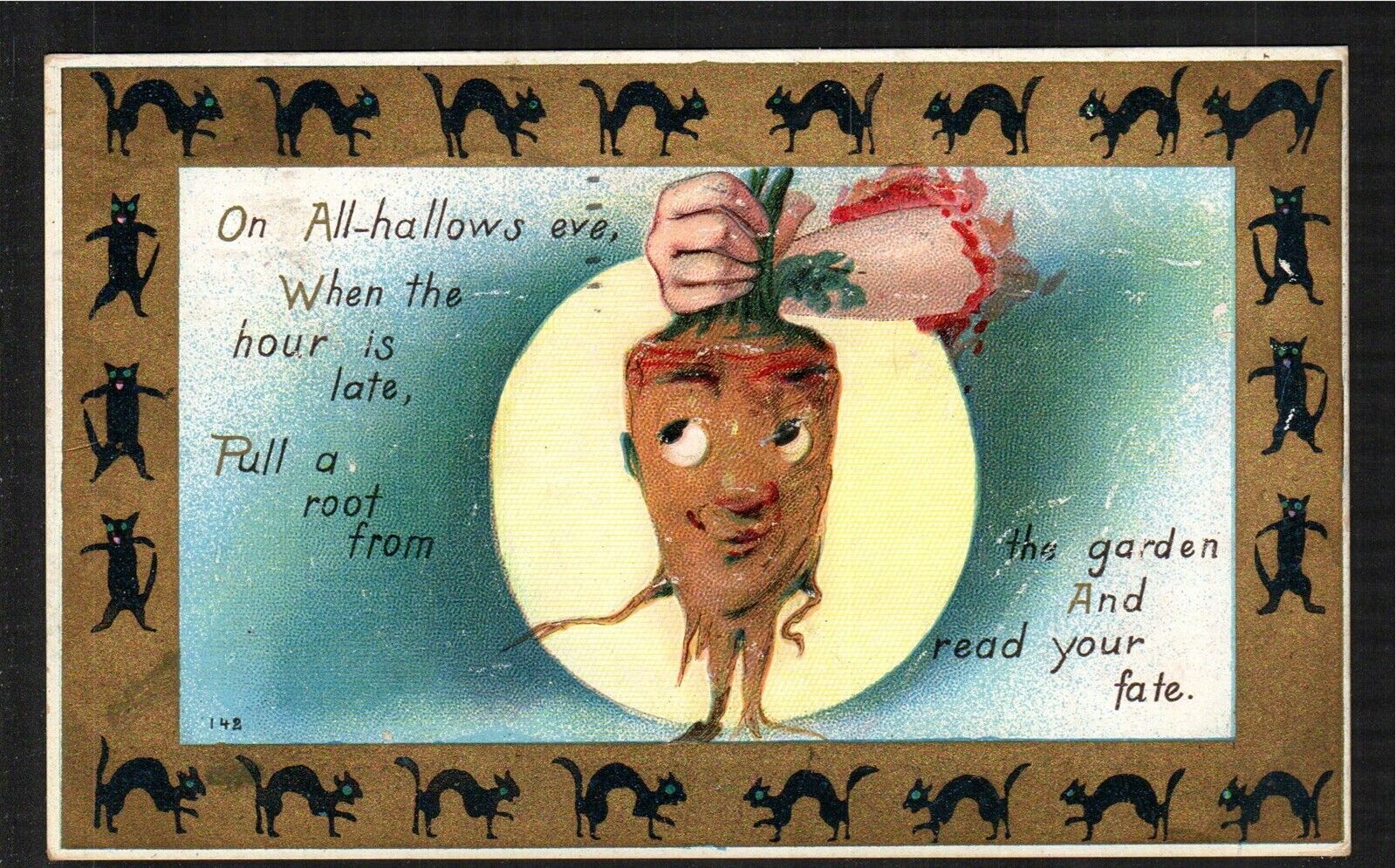 Postcard Halloween Carrot Man Antique C-1910 Posted