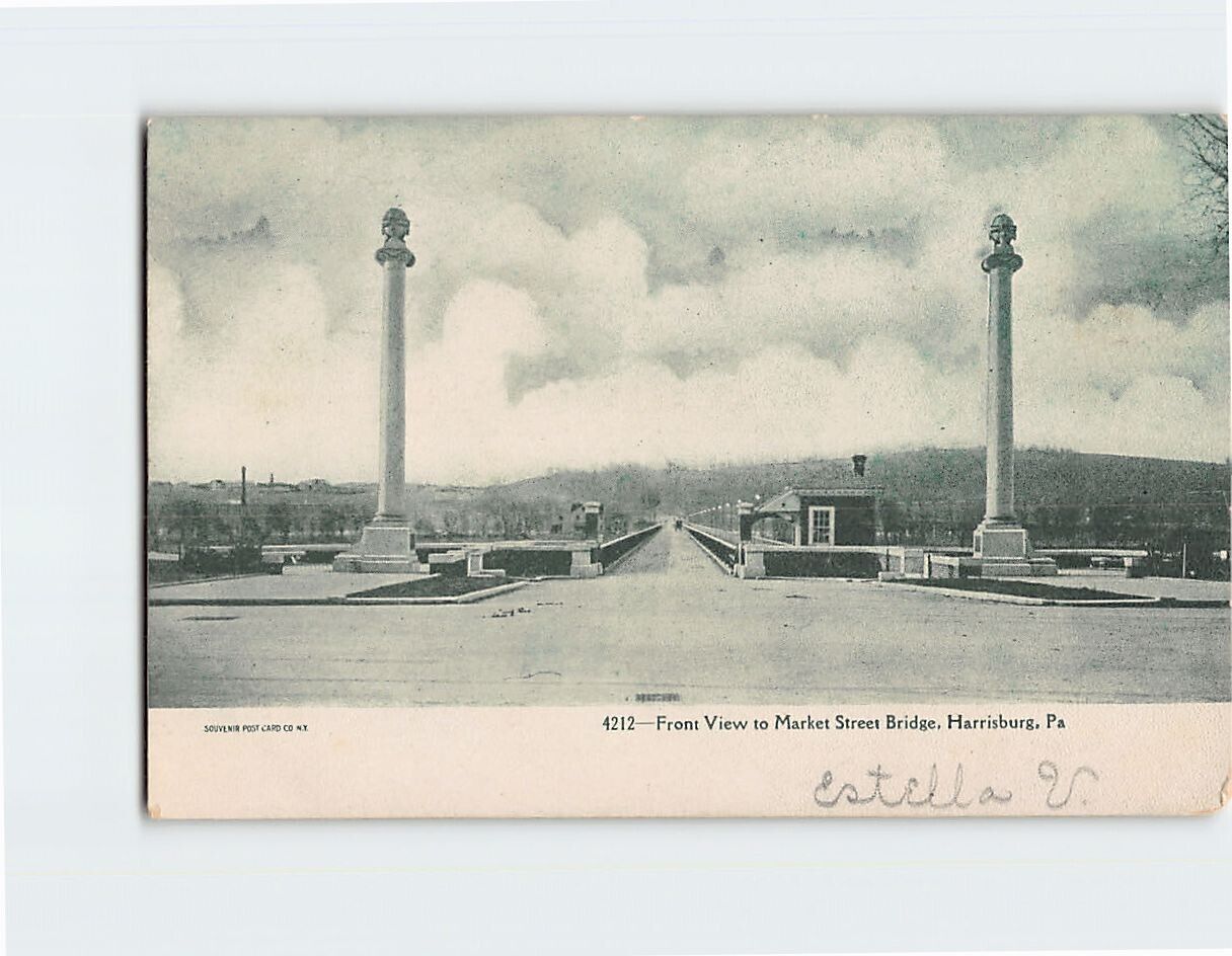 Postcard Front View to Market Street Bridge Harrisburg Pennsylvania USA