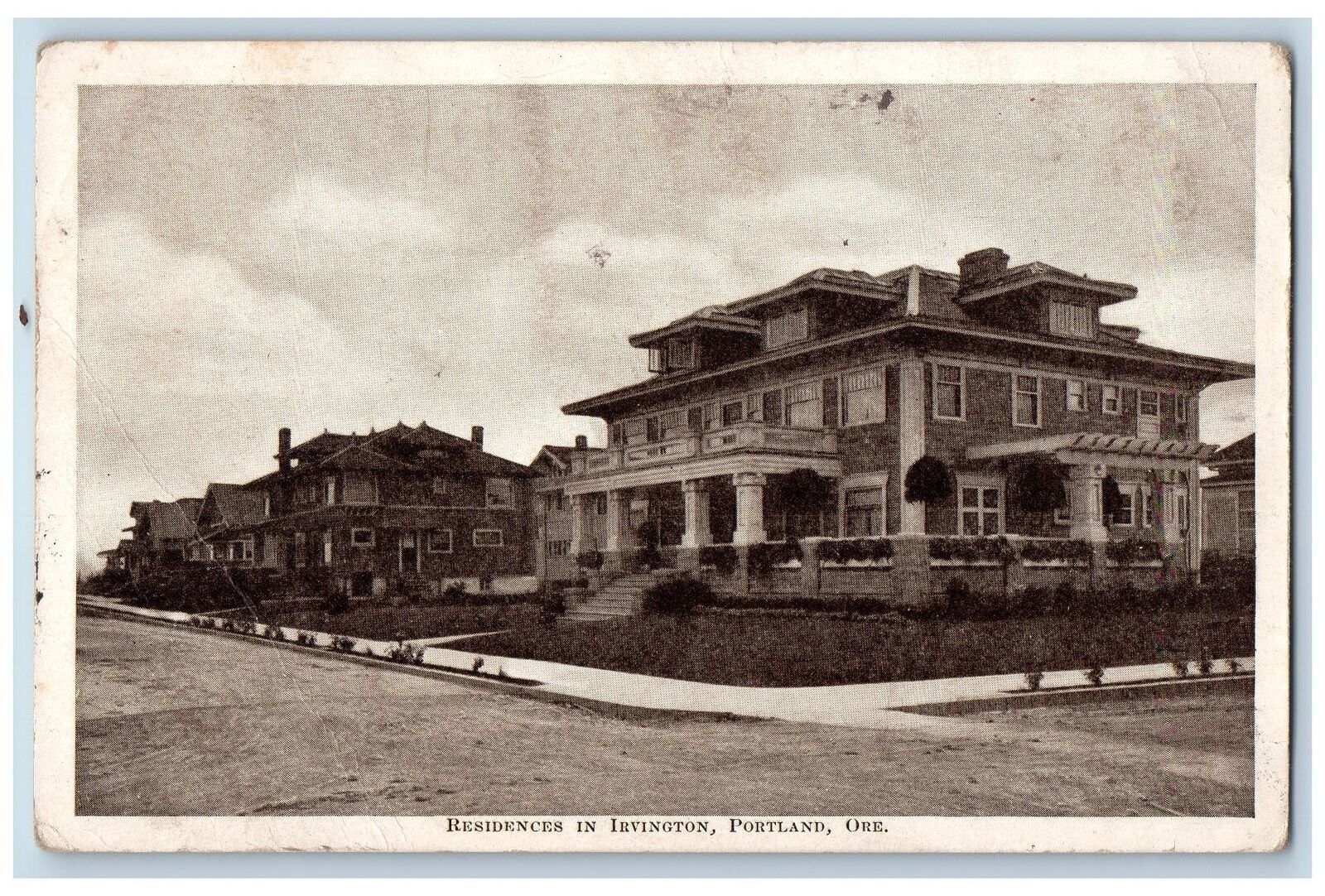 c1920\'s Residences In Irvington Building Dirt Road Portland Oregon OR Postcard