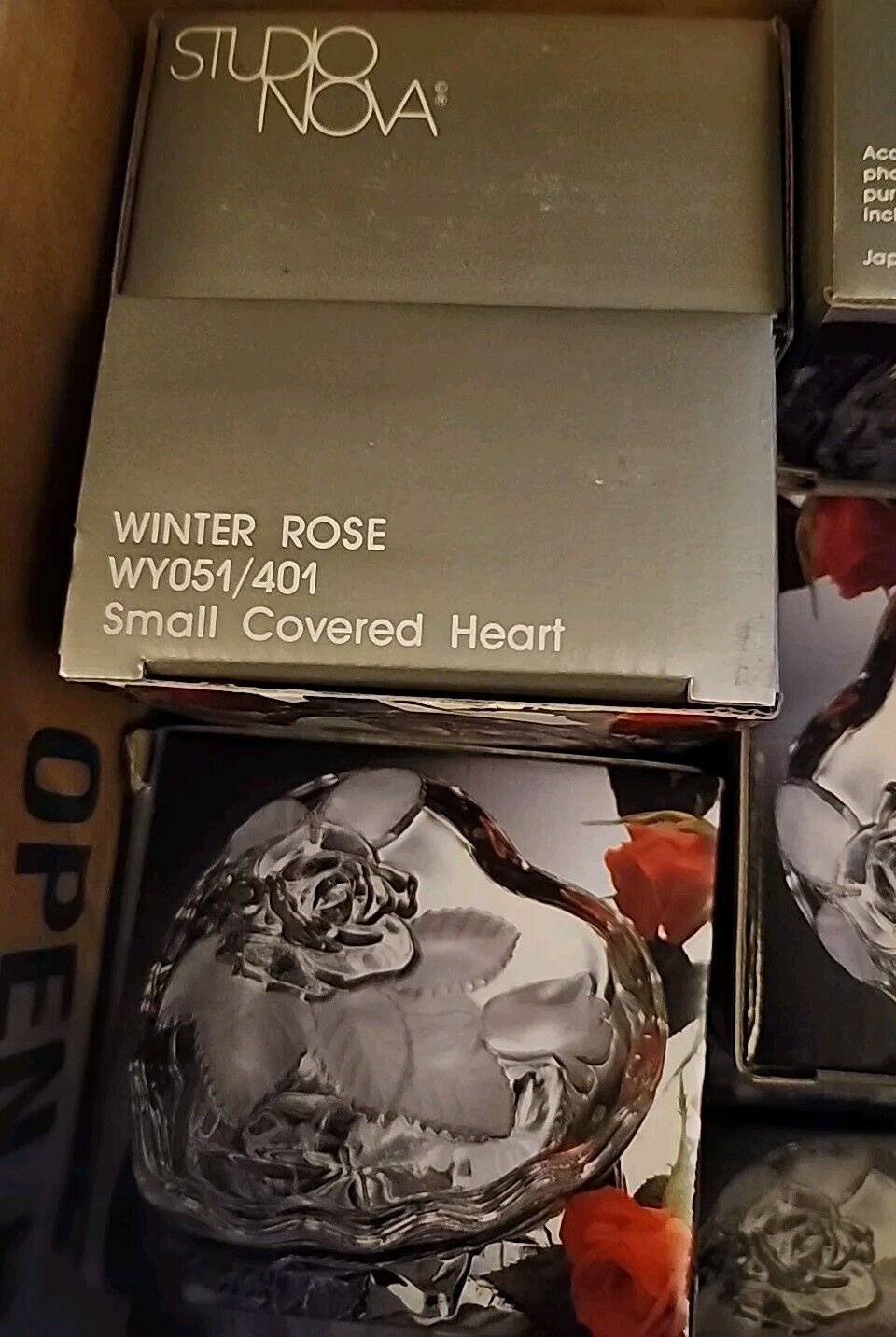  Mikasa Studio Nova Winter Rose 2 Side Heart Jewelry Trinket Box New In Box