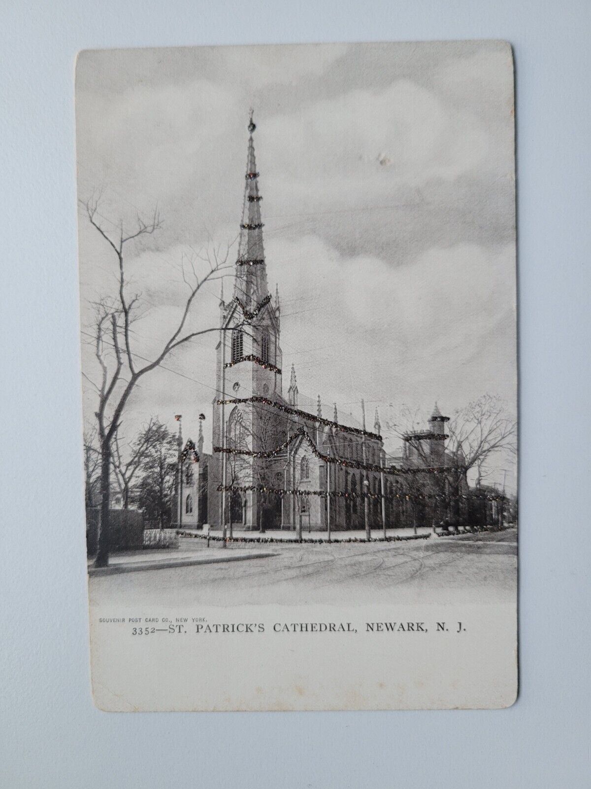 St Patricks Cathedral Newark NJ Glitter Embossed Antique Postcard