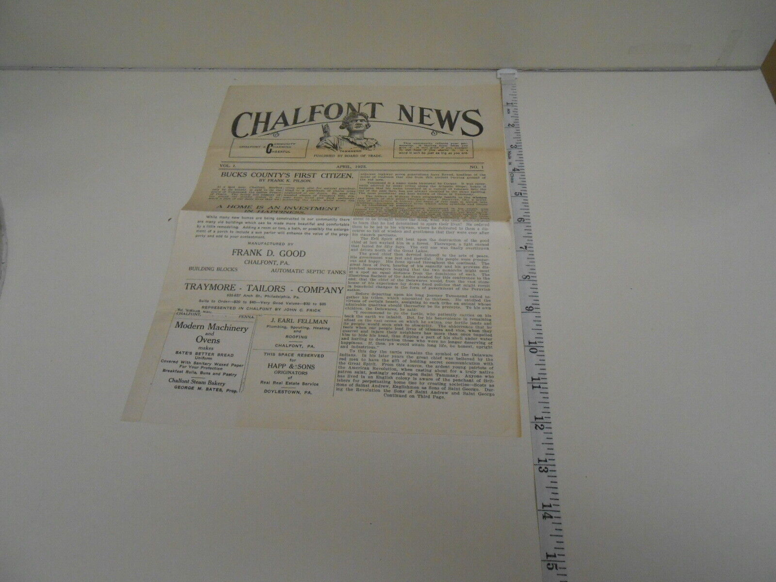 The Chalfont News. April 1925. Ad - \
