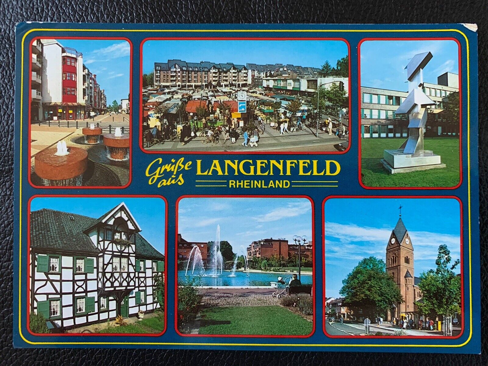 Grusse aus Langenfeld Rheinland Germany Multiview Color Postcard 1980s