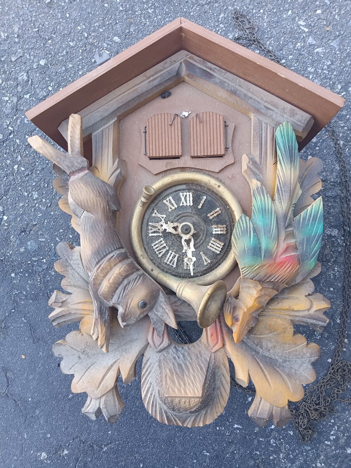 Rare & Vintage Thorens Hunter's Cuckoo clock, GC