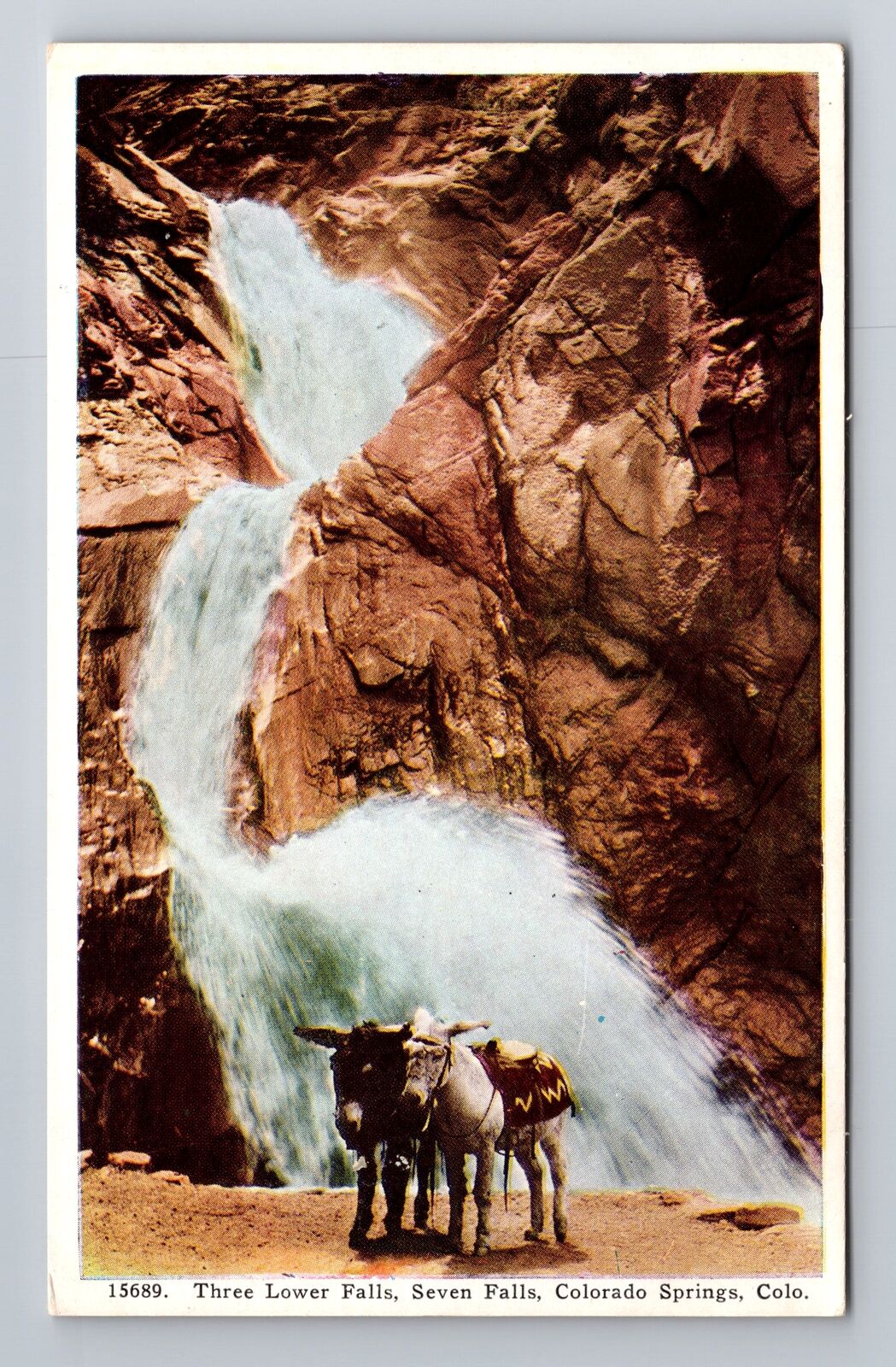 Colorado Springs CO-Colorado, Three Lower Falls, Seven Falls, Vintage Postcard